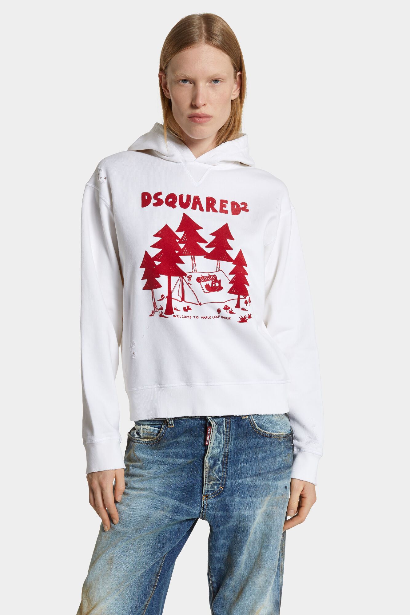 Washed And Destroyed Just Right Fit Hoodie