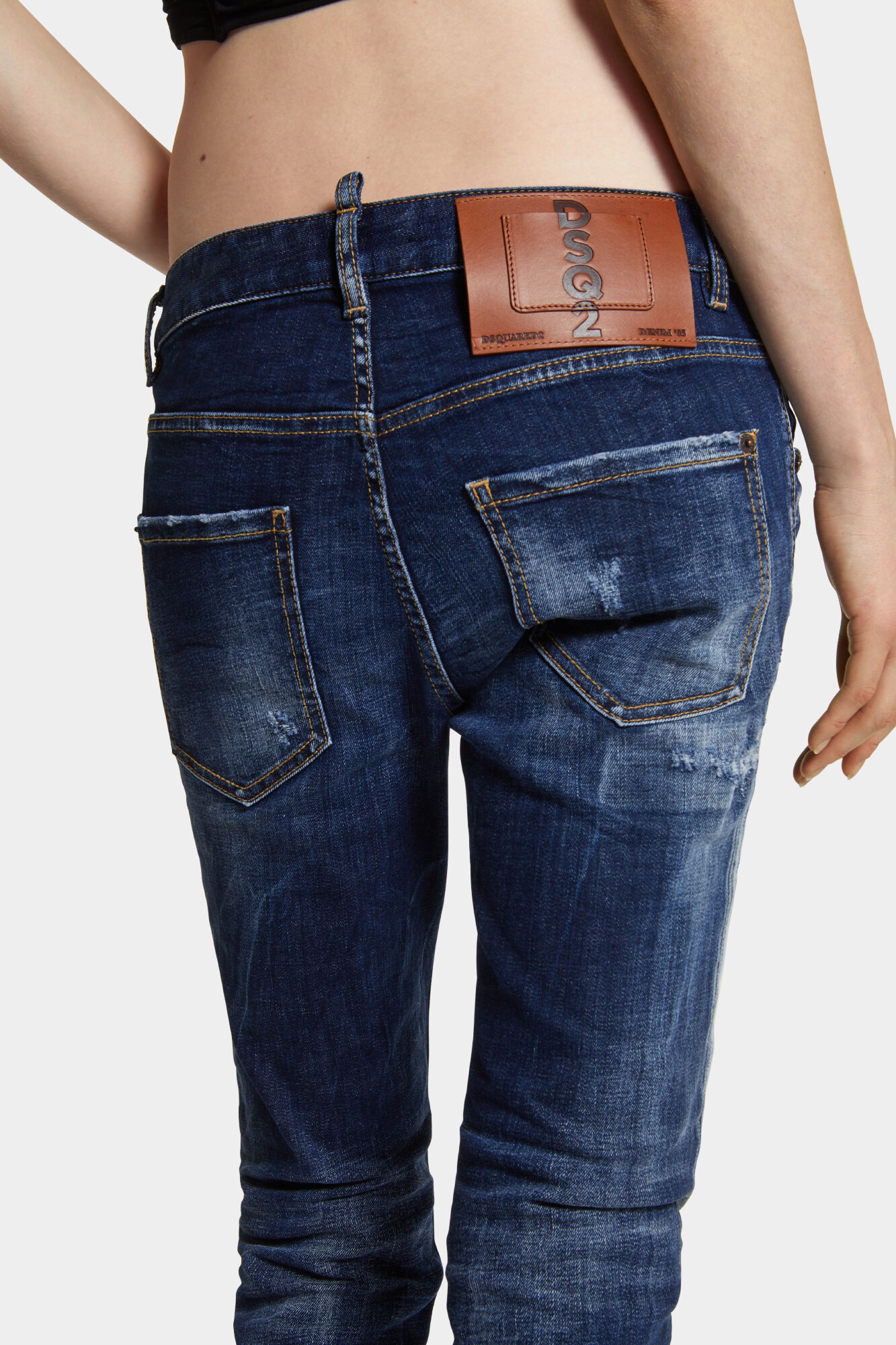 Dark White Line Wash Cool Girl Jeans