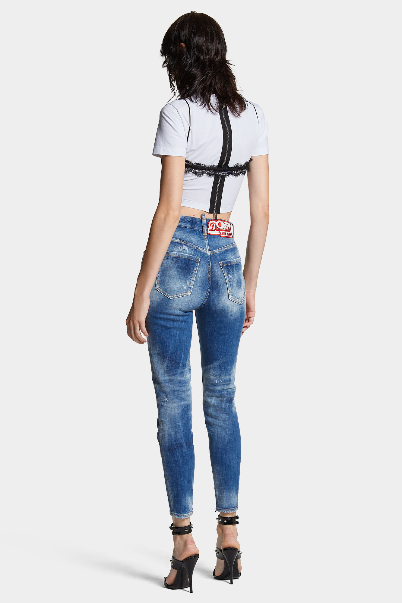 Medium Small Hole Wash High Waist Twiggy Jeans