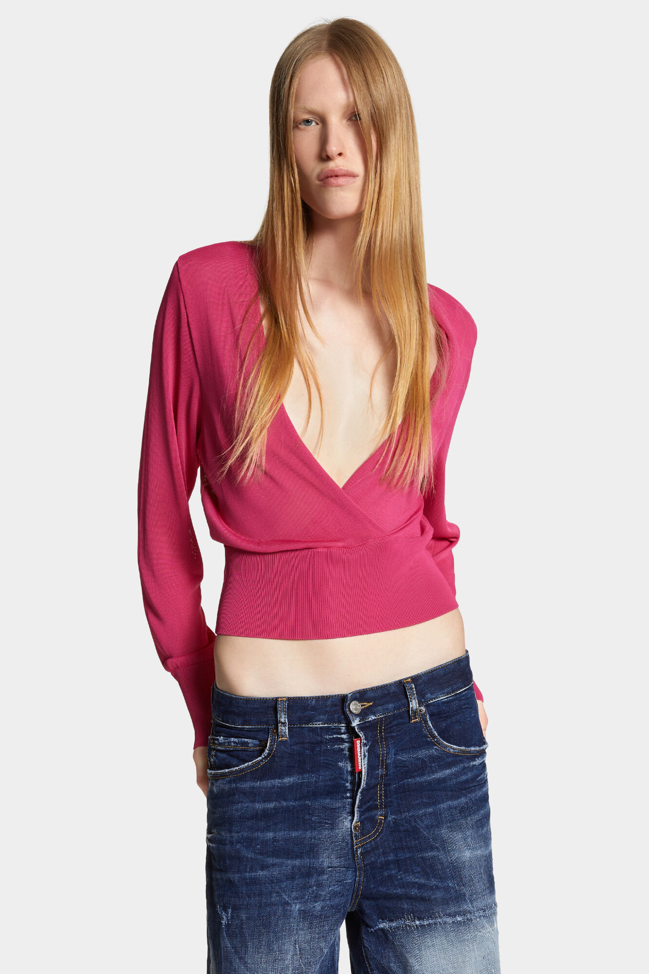 Draped V-Neck Pullover