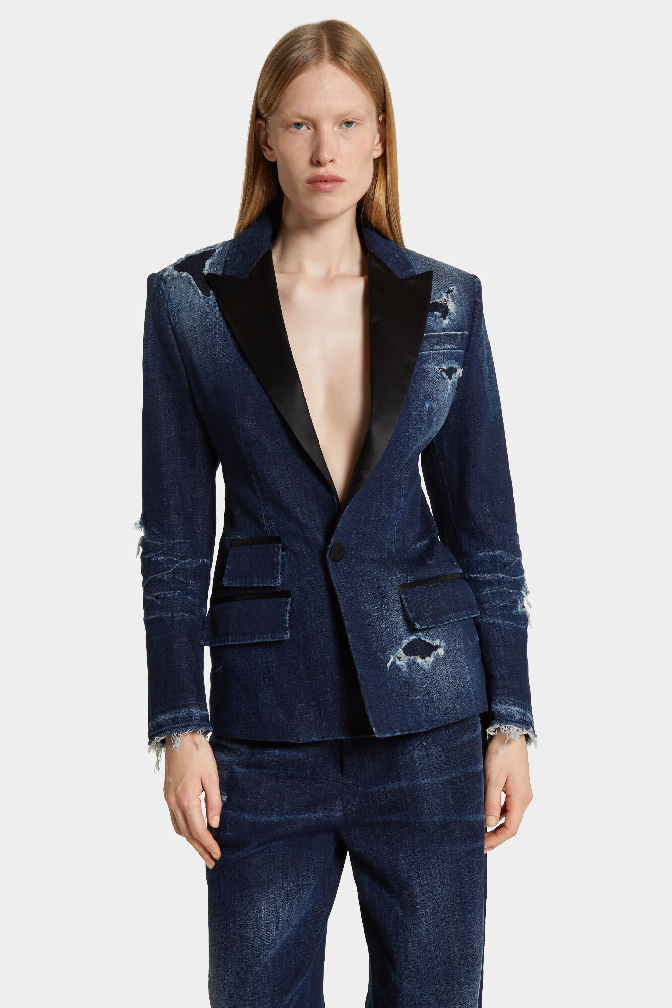 Dark Ripped Wash Dark Ripped Tuxedo Blazer