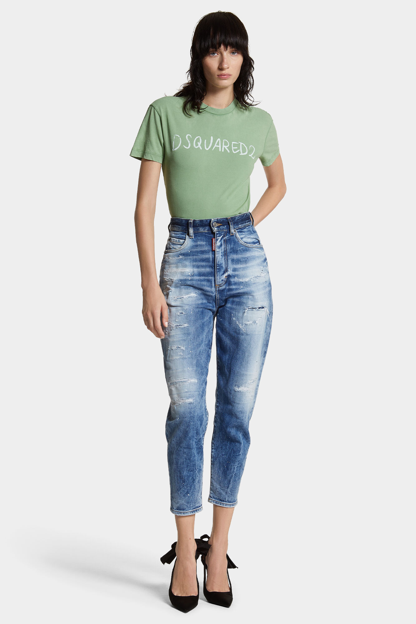 White Fade Just Right Fit Handwritten Logo T-Shirt