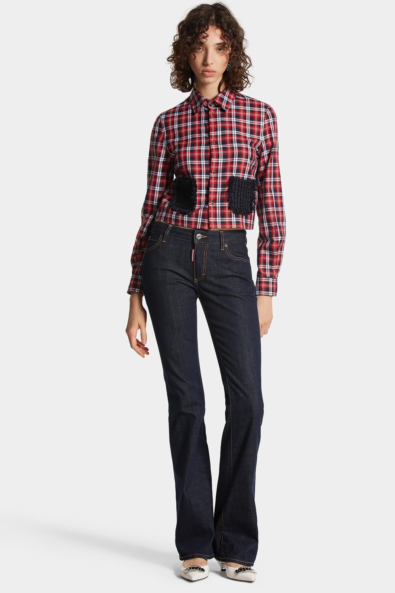 Dark Rince Wash Medium Waist Flare Jeans