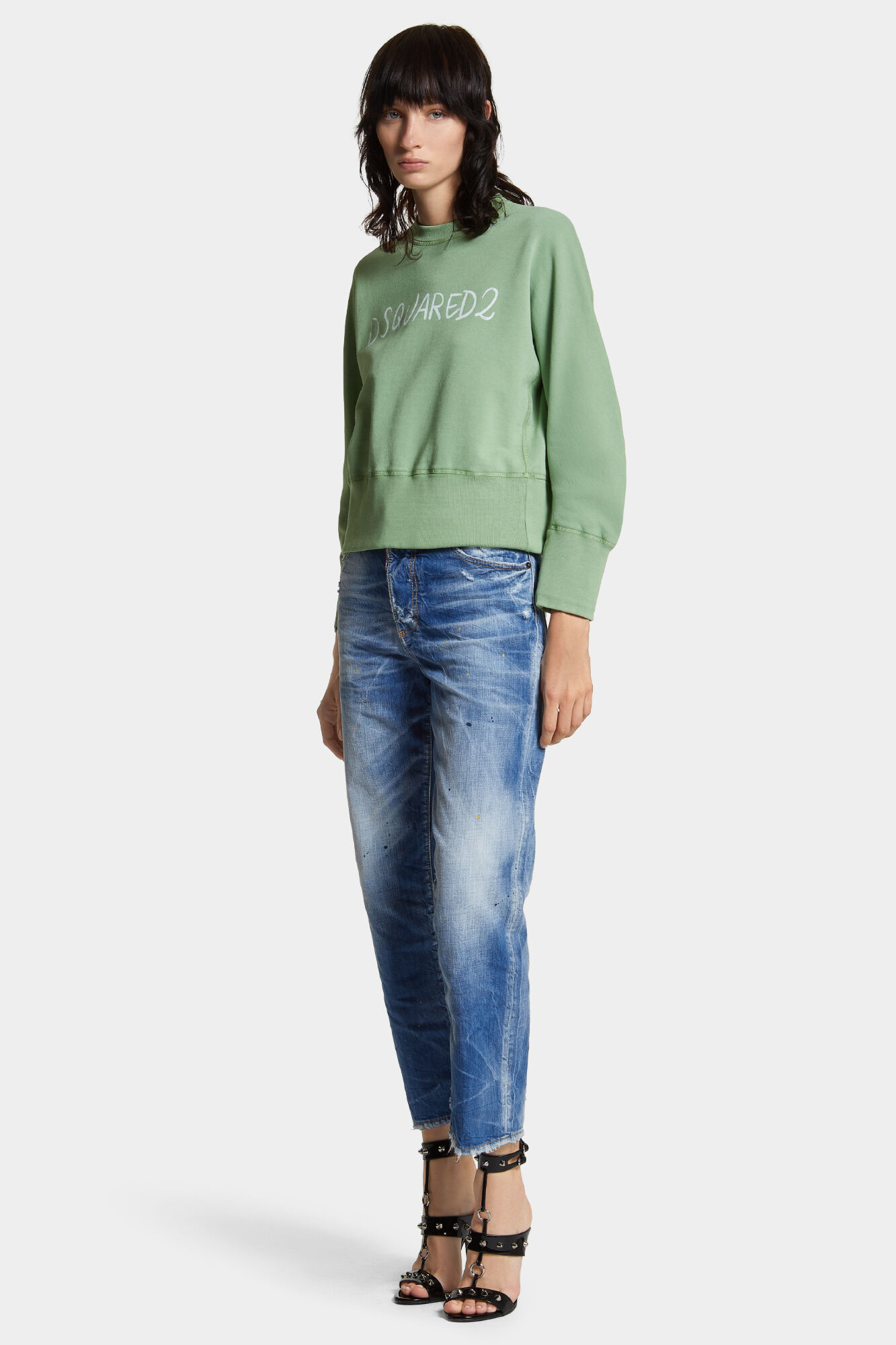 White Fade Dean Fit Handwritten Logo Sweatshirt