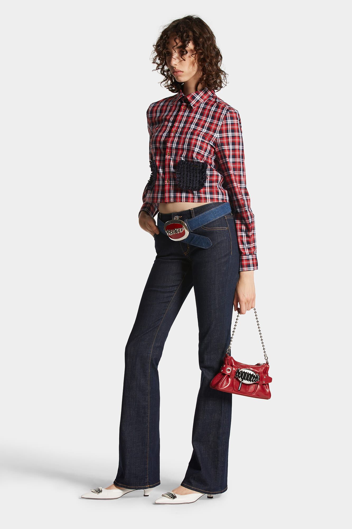 Dark Rince Wash Medium Waist Flare Jeans