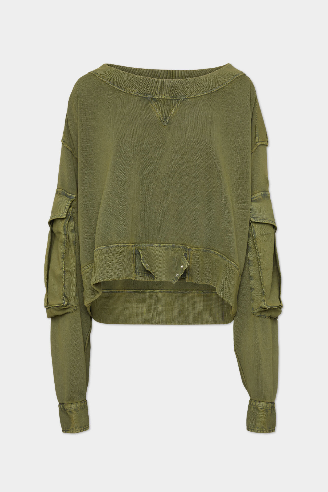 Fade Dyed Multipocket Crewneck Sweatshirt