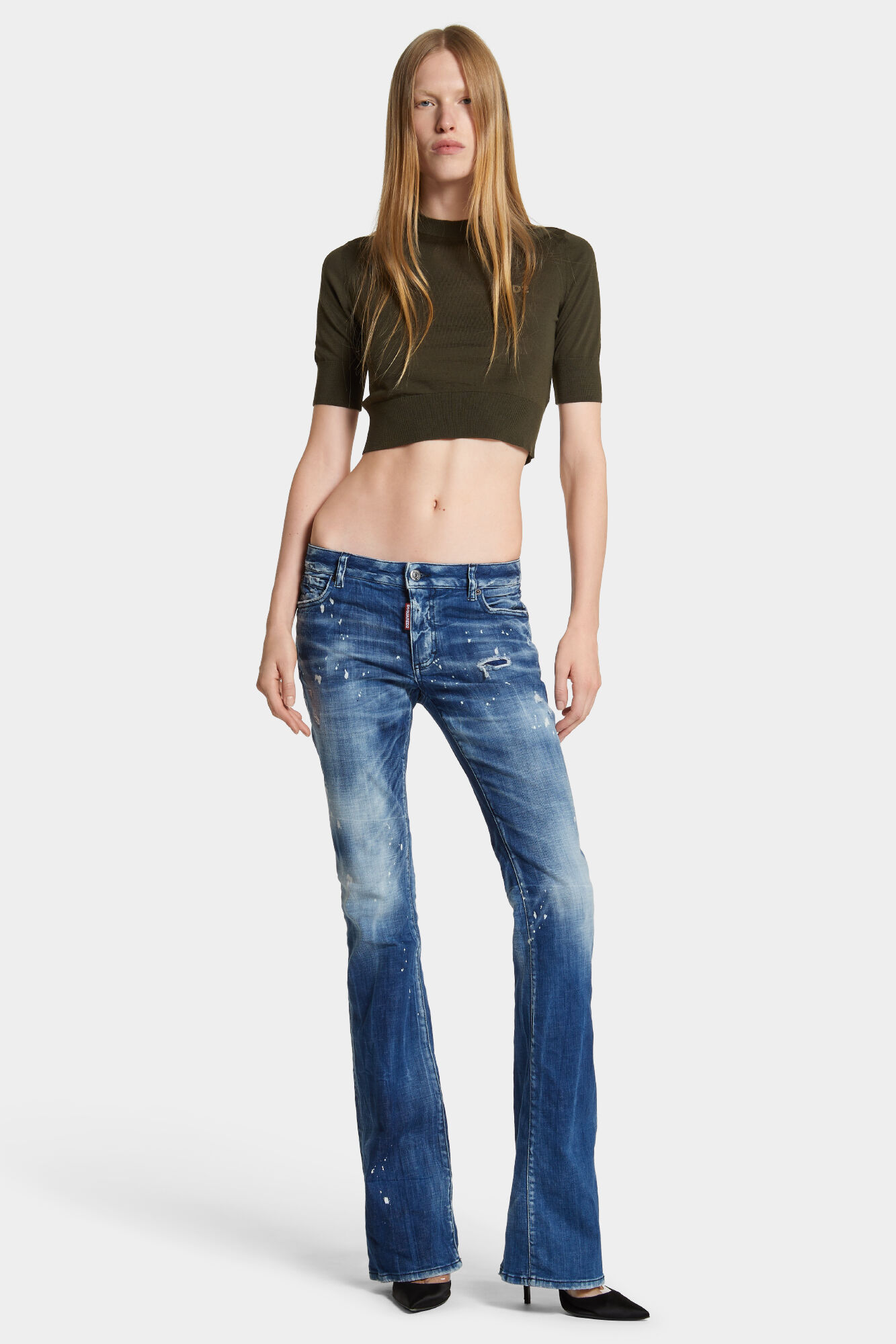 Medium Filo Blu Wash Medium Waist Flare Jeans