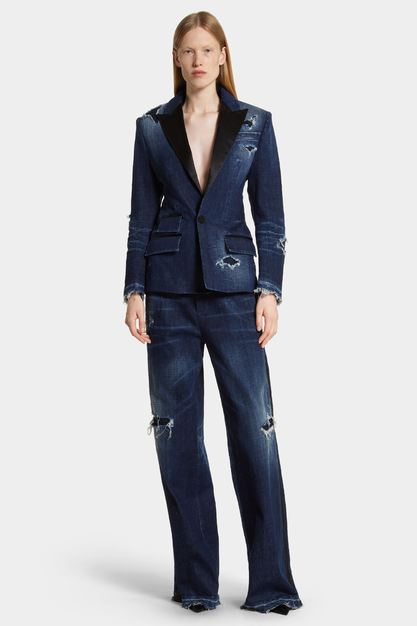 Dark Ripped Wash Dark Ripped Tuxedo Blazer