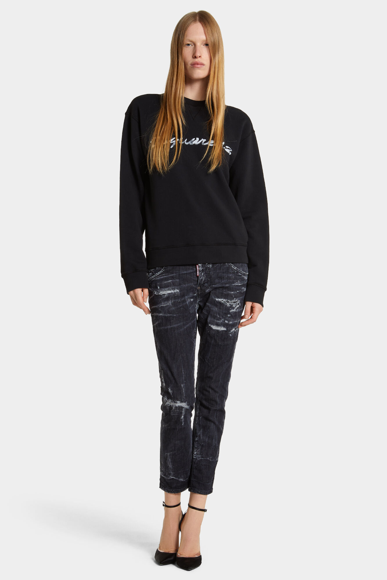 Black Destroyed Wash Cool Girl Jeans