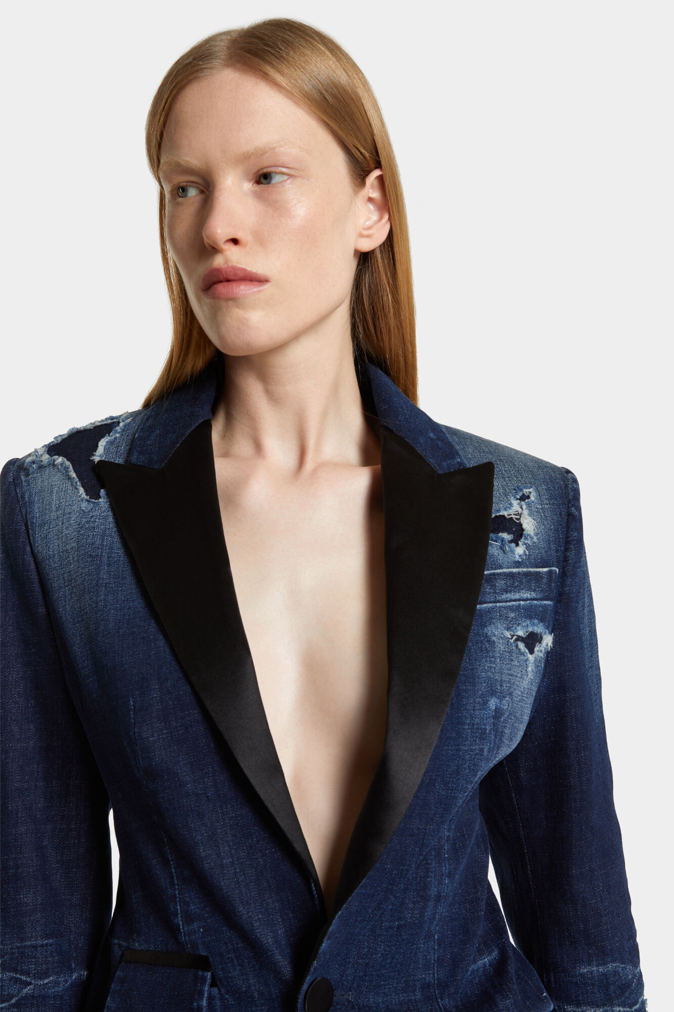 Dark Ripped Wash Dark Ripped Tuxedo Blazer