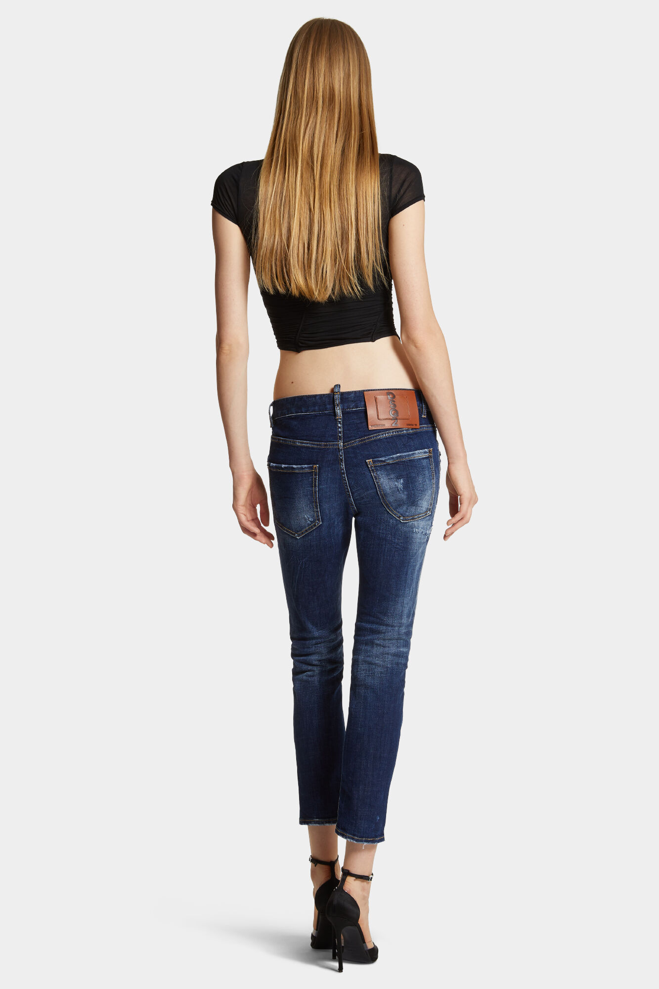 Dark White Line Wash Cool Girl Jeans