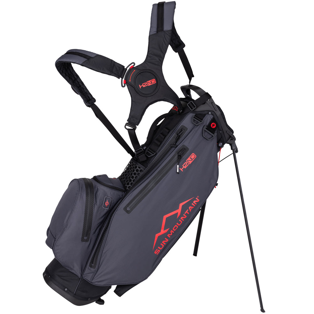 Sun Mountain H2NO Lite Waterproof Stand Bag – Black/Steel/Red