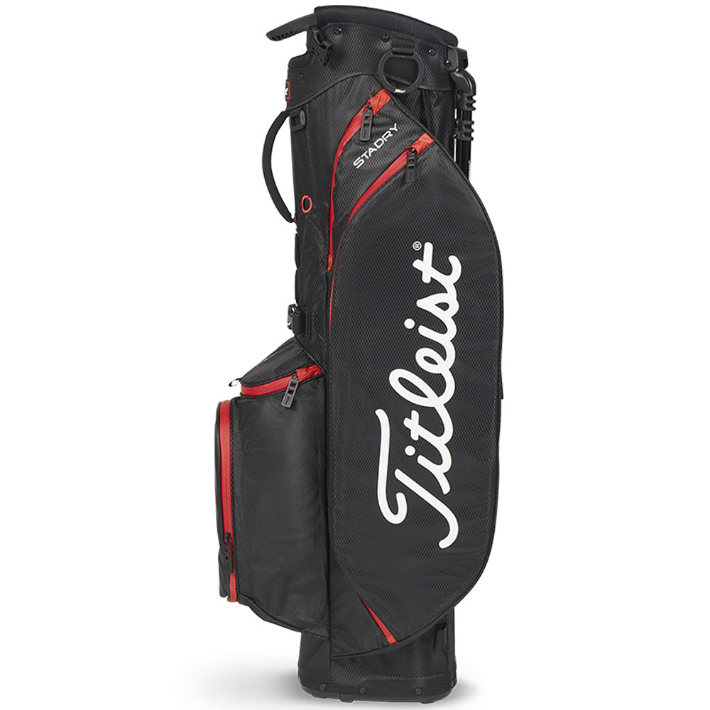 Titleist Players 4 StaDry Waterproof Stand Bag – Black/Black/Red