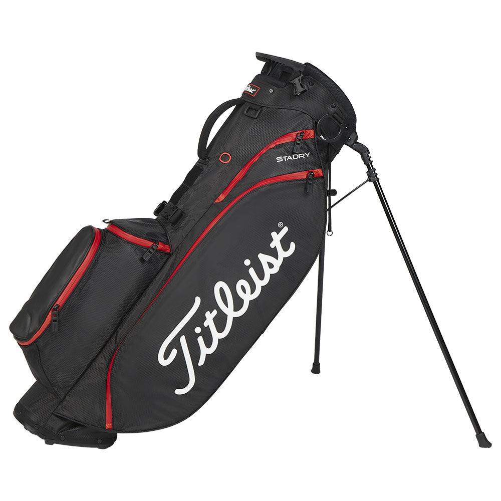 Titleist Players 4 StaDry Waterproof Stand Bag – Black/Black/Red