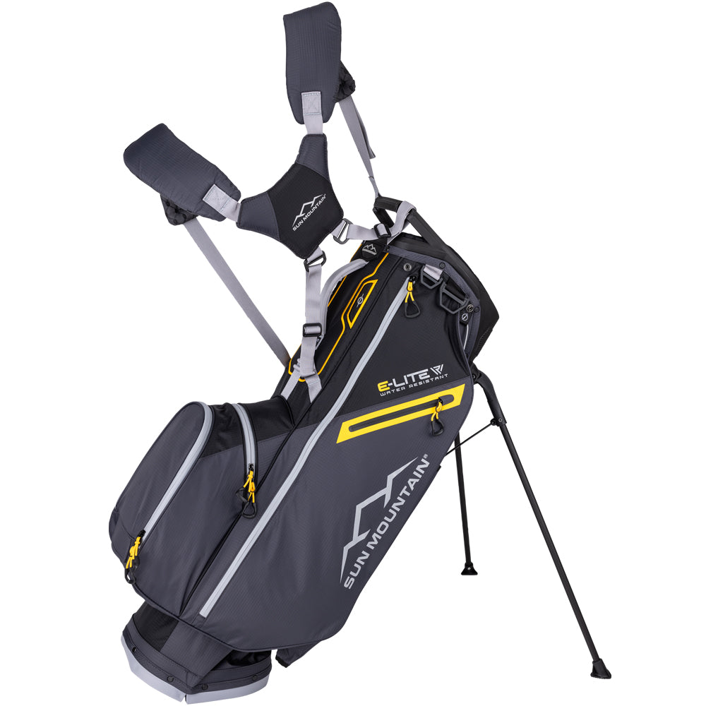 Sun Mountain E-LITE 14-Way Stand Bag – Black/Steel/Gold