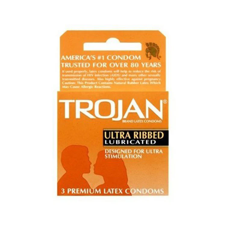 Trojan Ribbed Condoms 3pk
