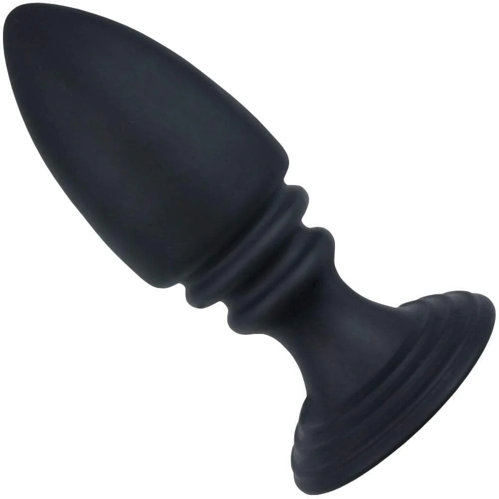 Rippled Silicone Anal Plug With Flat Suction Base