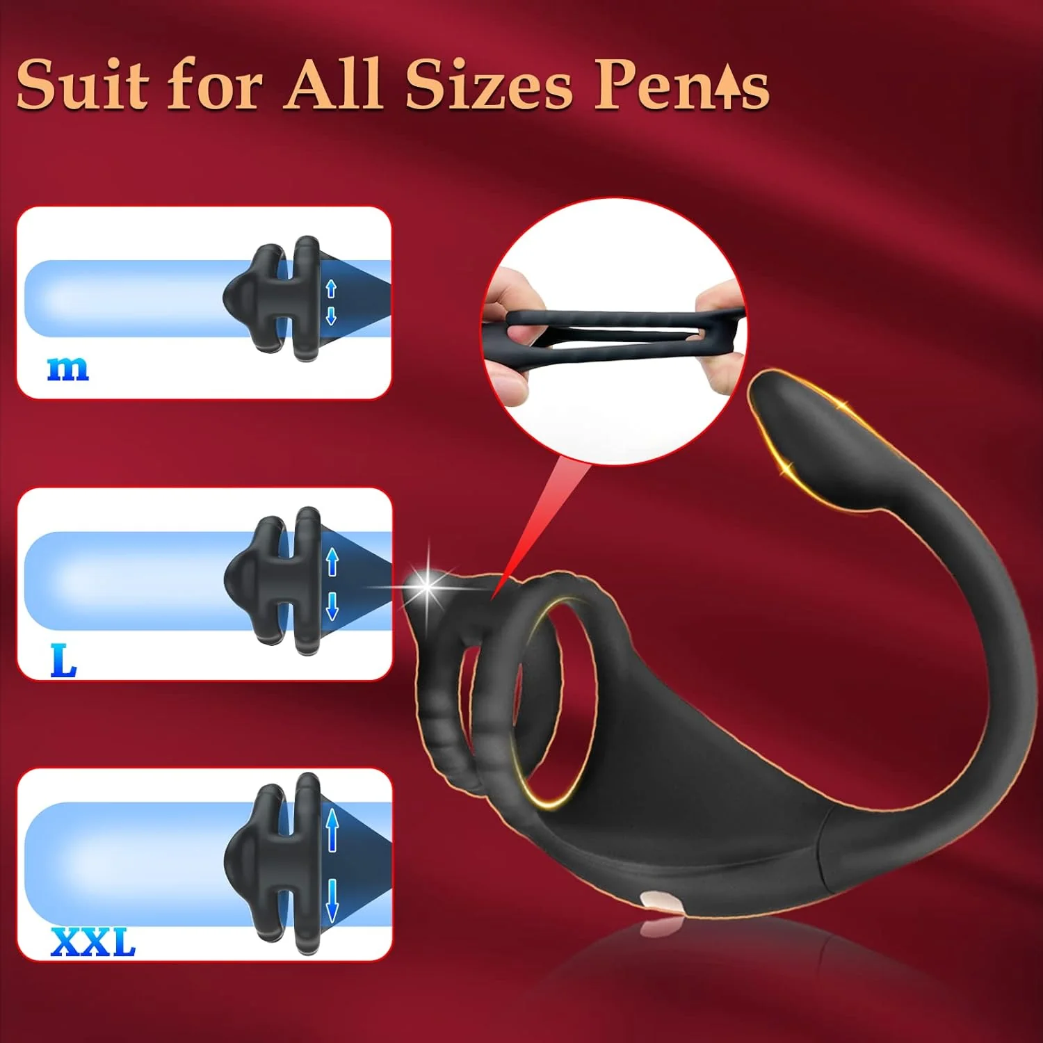 Vibrating Cock Ring Taint Rubbing Stimulator with Mini Bullet Remote Control 9.38Inch (<30 dB)