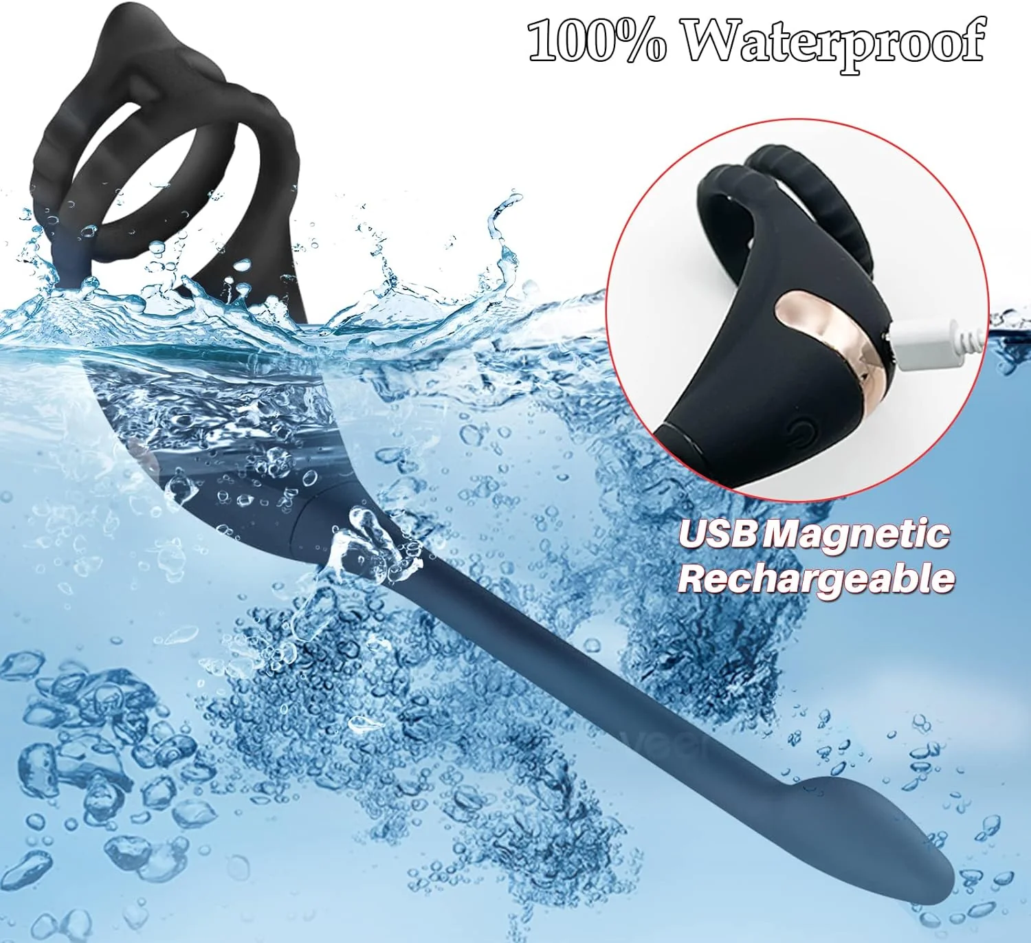 Vibrating Cock Ring Taint Rubbing Stimulator with Mini Bullet Remote Control 9.38Inch (<30 dB)