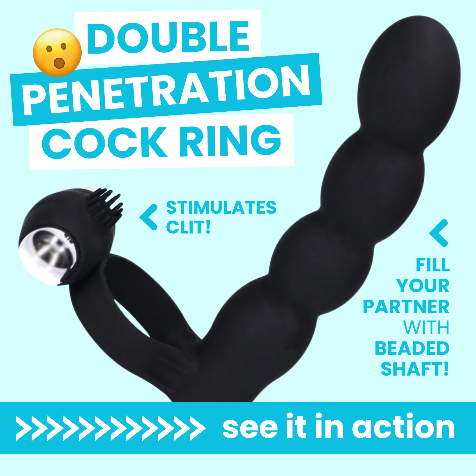 Beaded Double Penetration Clit Stimulating Vibrating Cock Ring