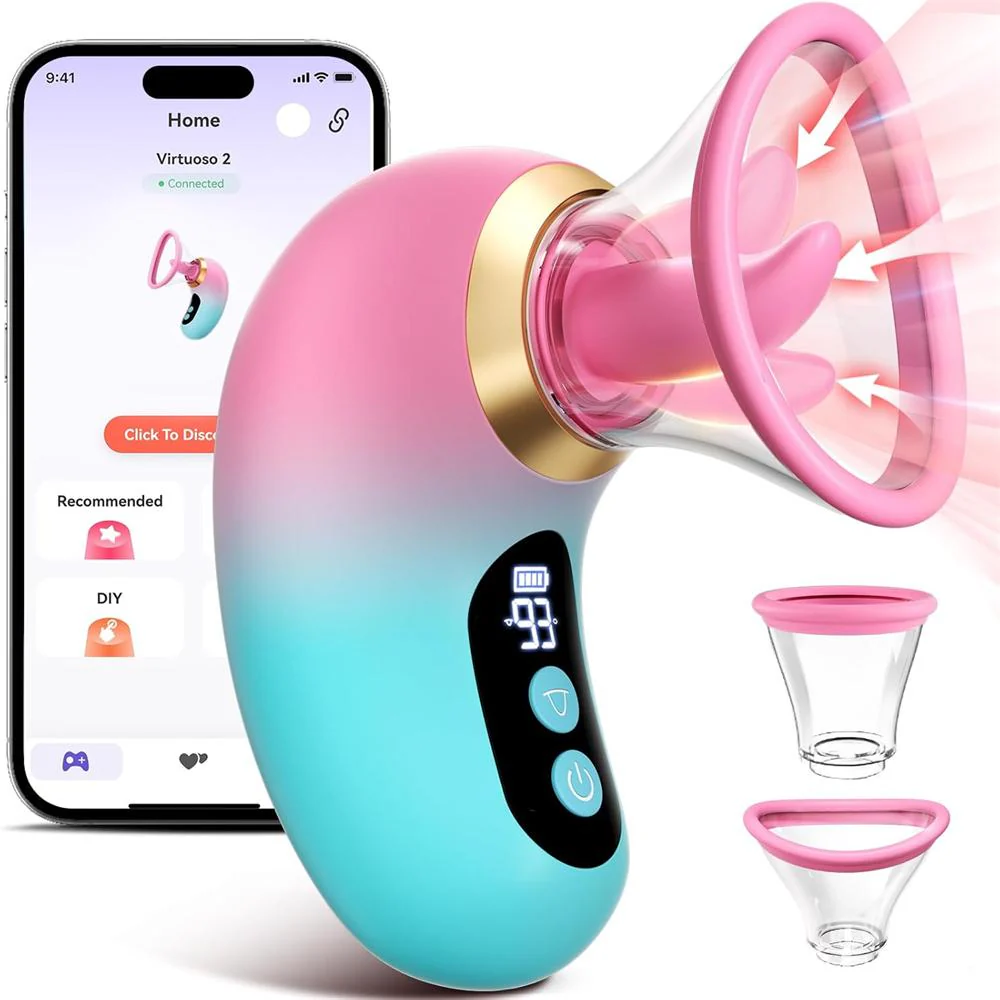5-in-1 Sucking & Licking Vibrator with Two Removable Cups – A Secret Game for Two, Anytime, Anywhere (<40 dB)