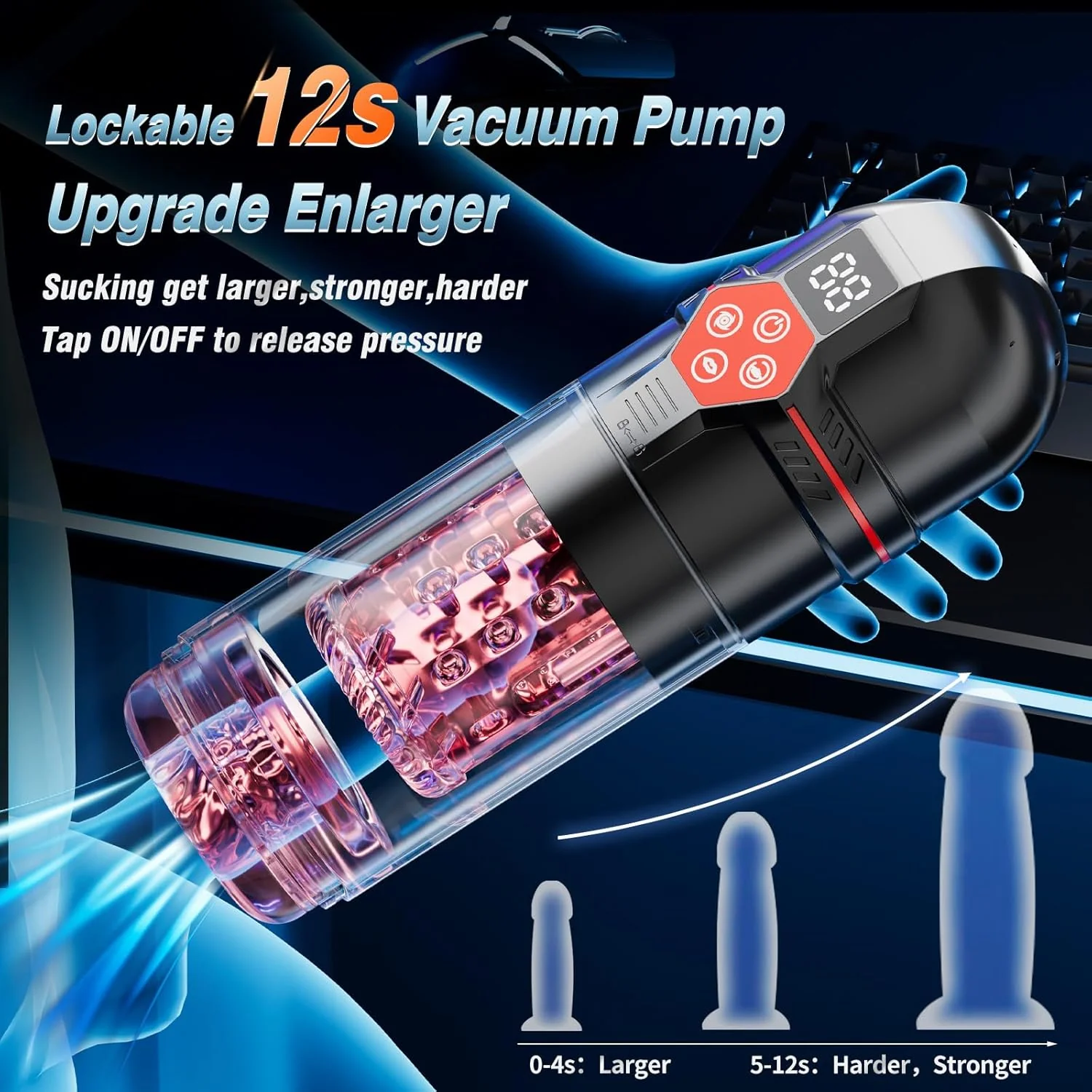 Upgrade 12 in 1 Automatic Cum Lovers Masturbator Hyperspermia Vacuum Pump with LCD Display (<50 dB)