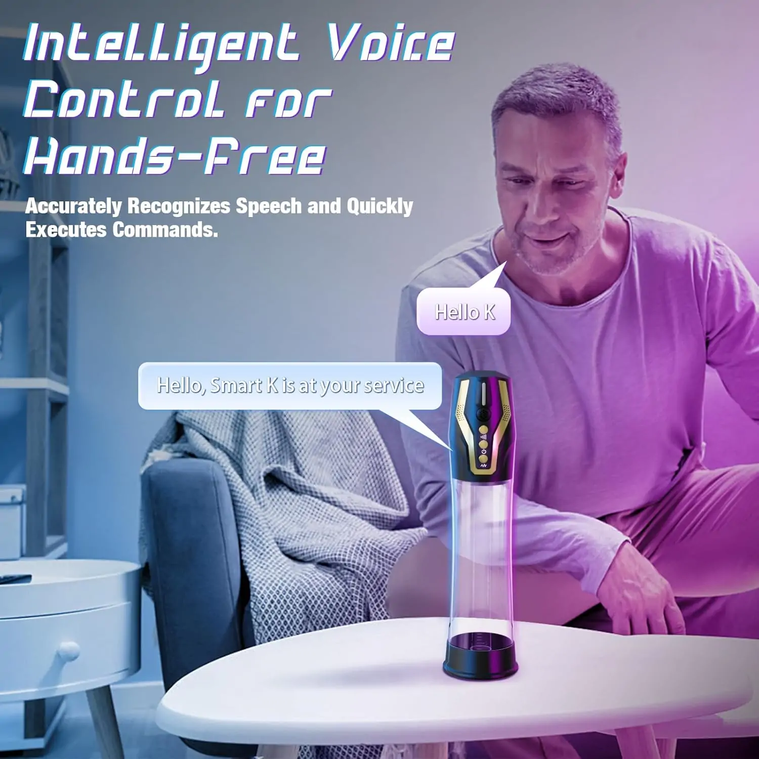 Intelligent Voice Control Penis Vacuum Pump with 4 Training Pressure & 4 Suction Modes