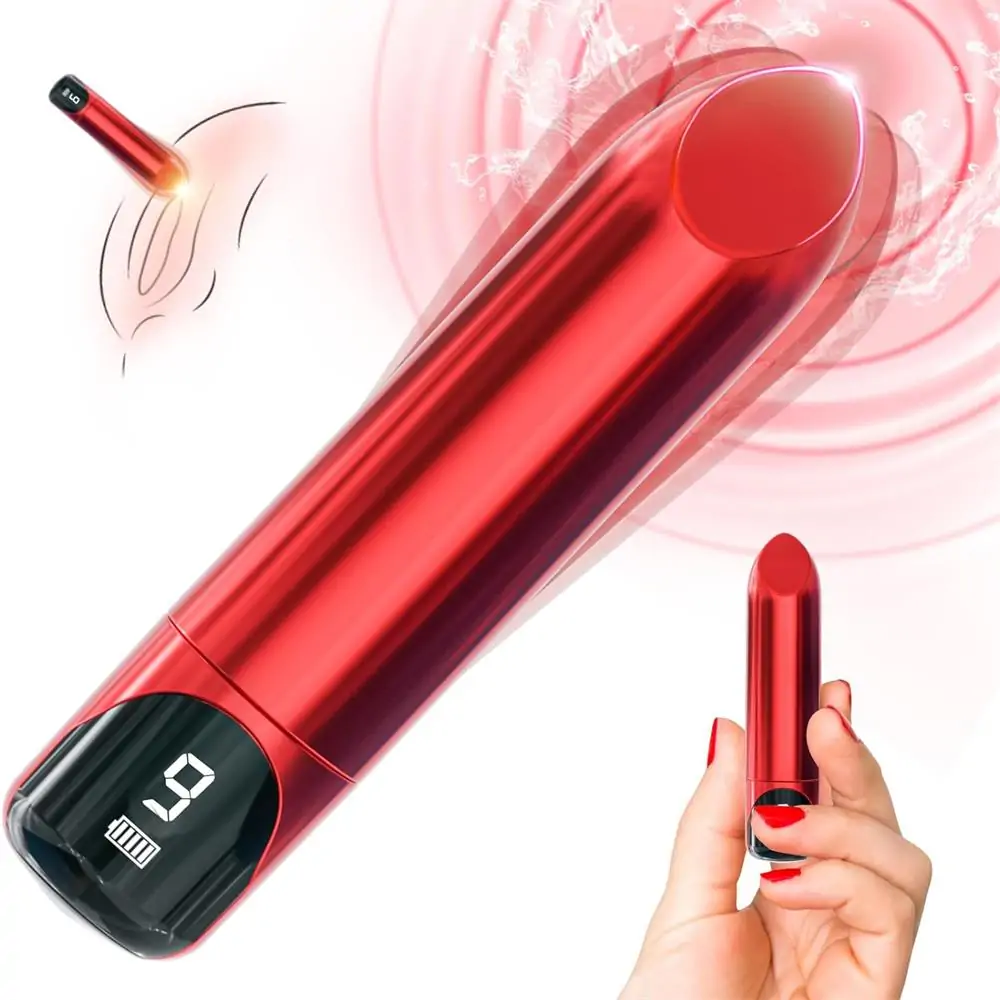Chaiamo Bullet Vibrator Burgundy Lipstick Vibe with LED Display
