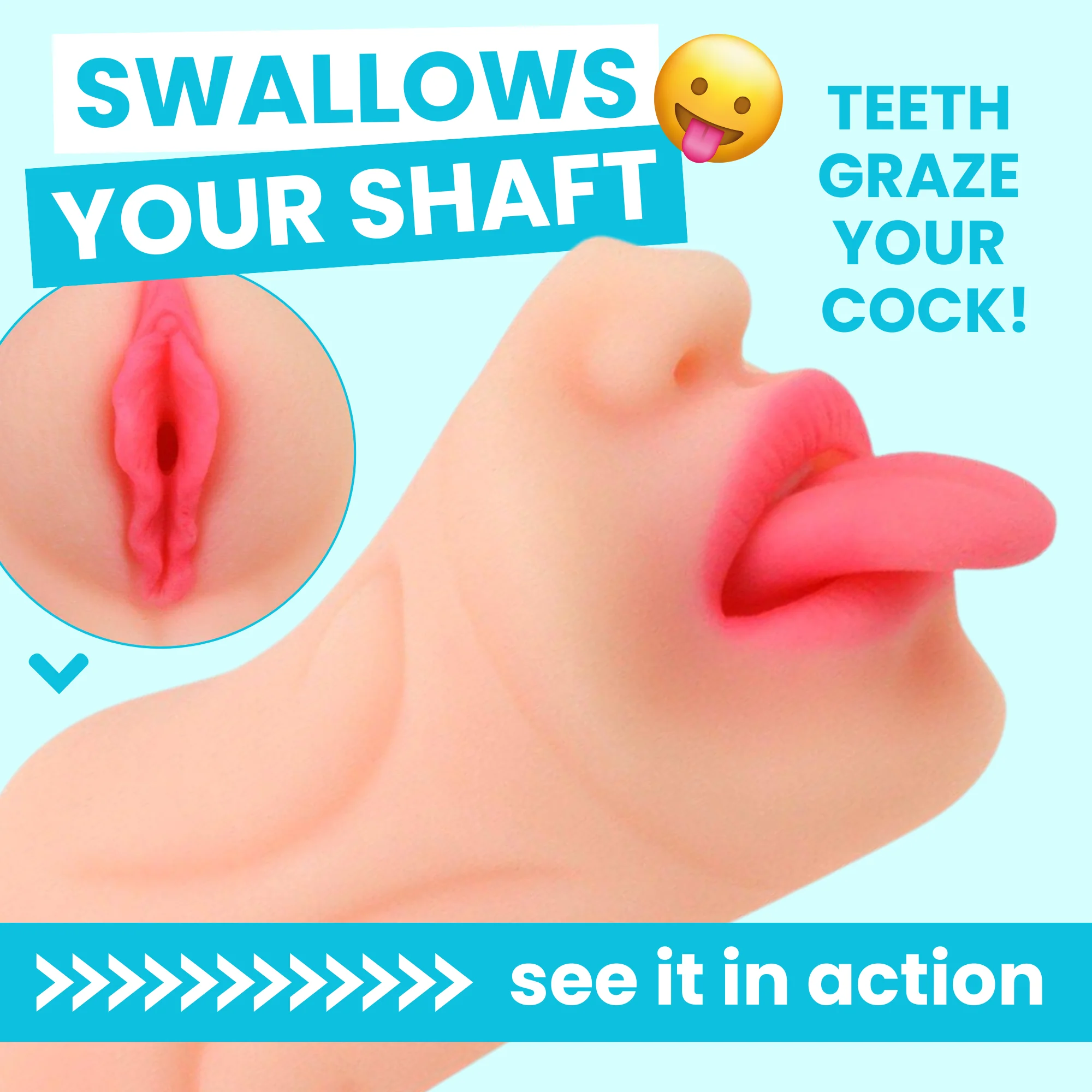 Ultimate Deep Throat Dual Stroker - One End Has a Tight Pussy!