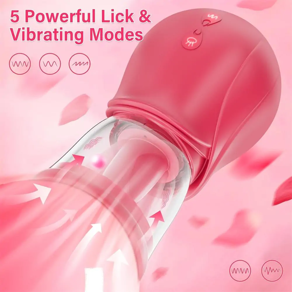 Rose Tongue Pump – Clit & Nipple Stimulator, 5 Lick + 4 Sucking Modes, Quiet & Easy Clean
