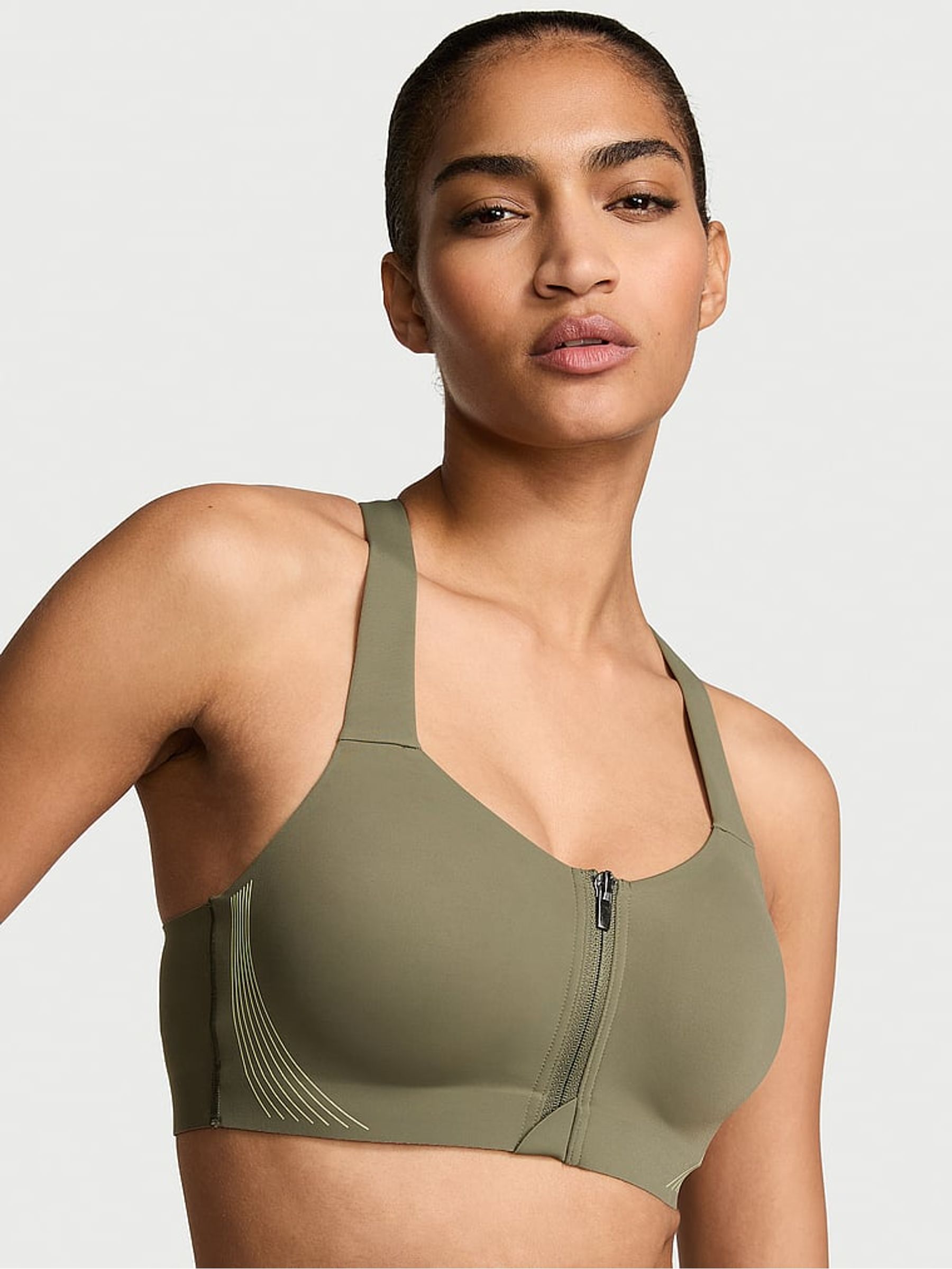 Desert Cactus Green Front Close High Support Sports Bra