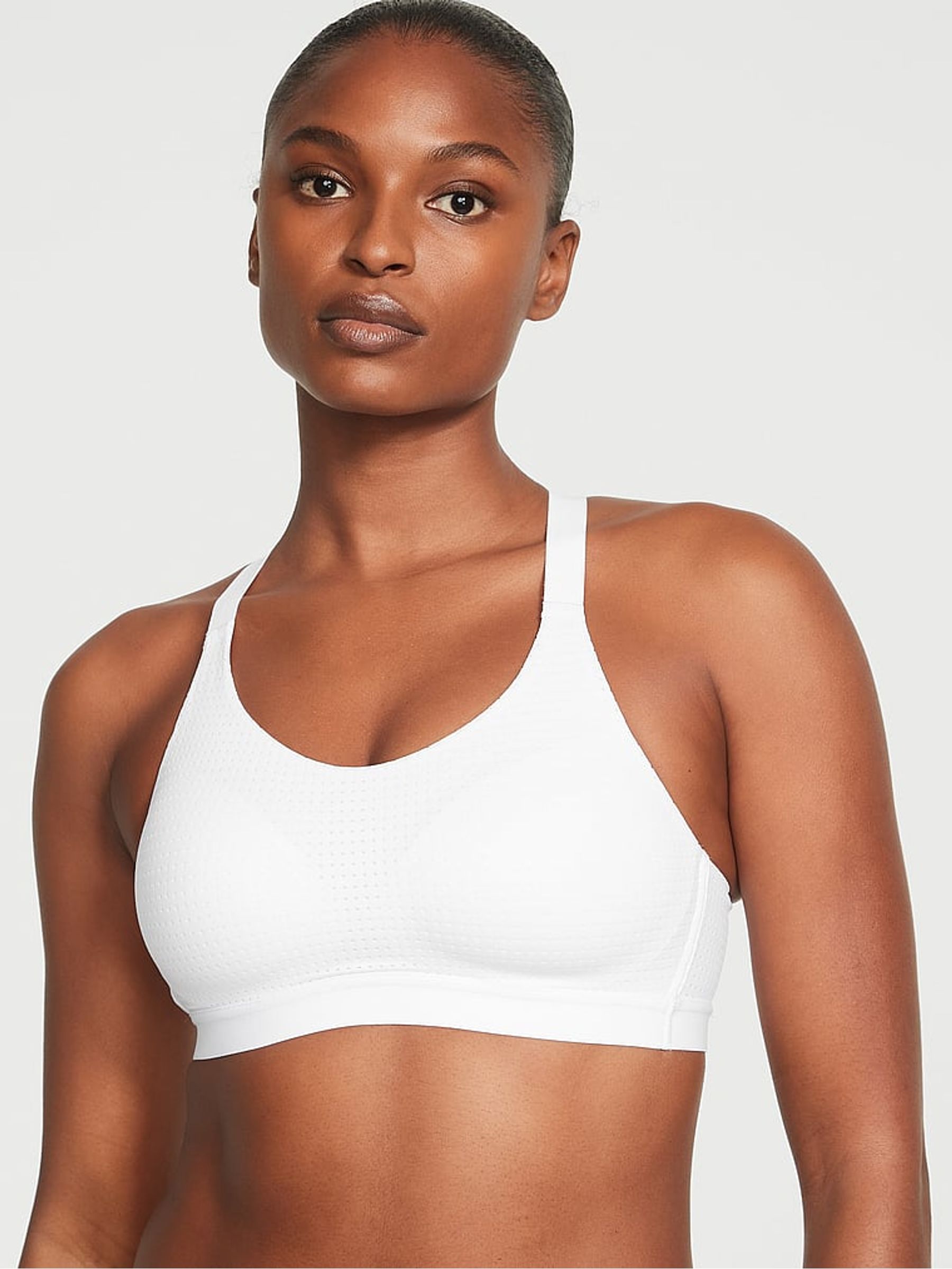 White Lightweight Mesh Medium Support Sports Bra