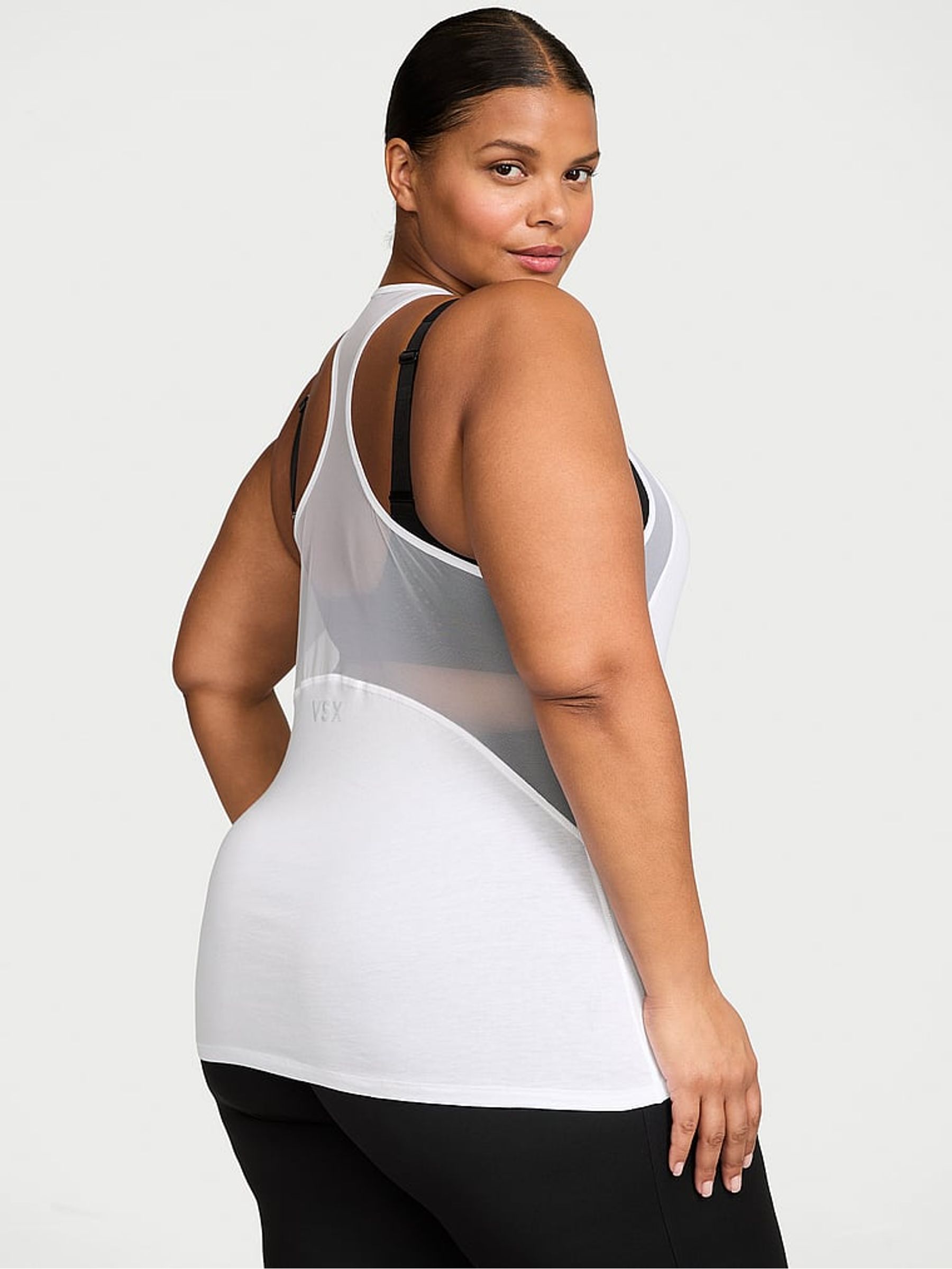 White Racerback Mesh Tank Top