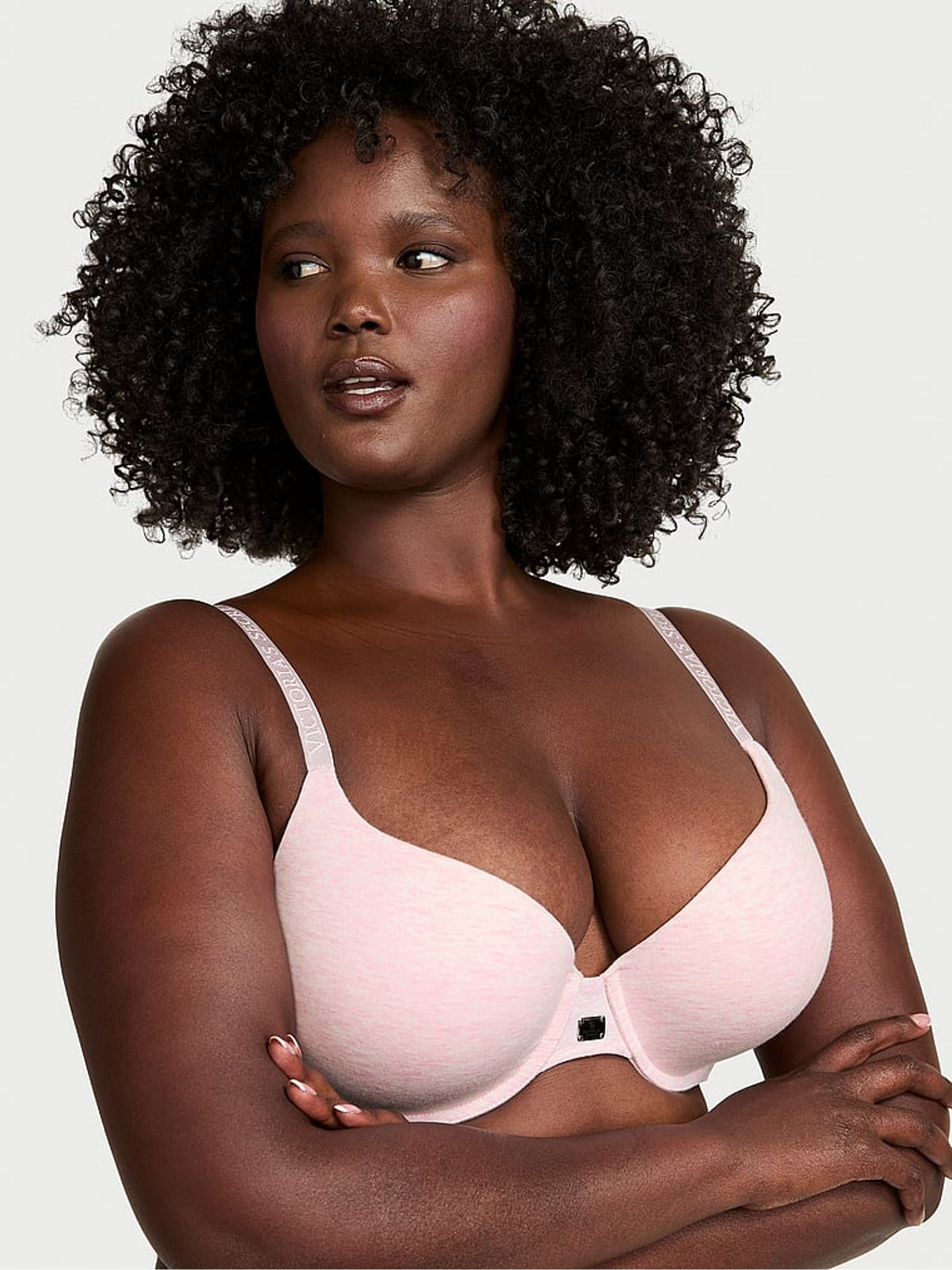 Pink Petal Heather Full Cup Push Up Cotton Logo Bra