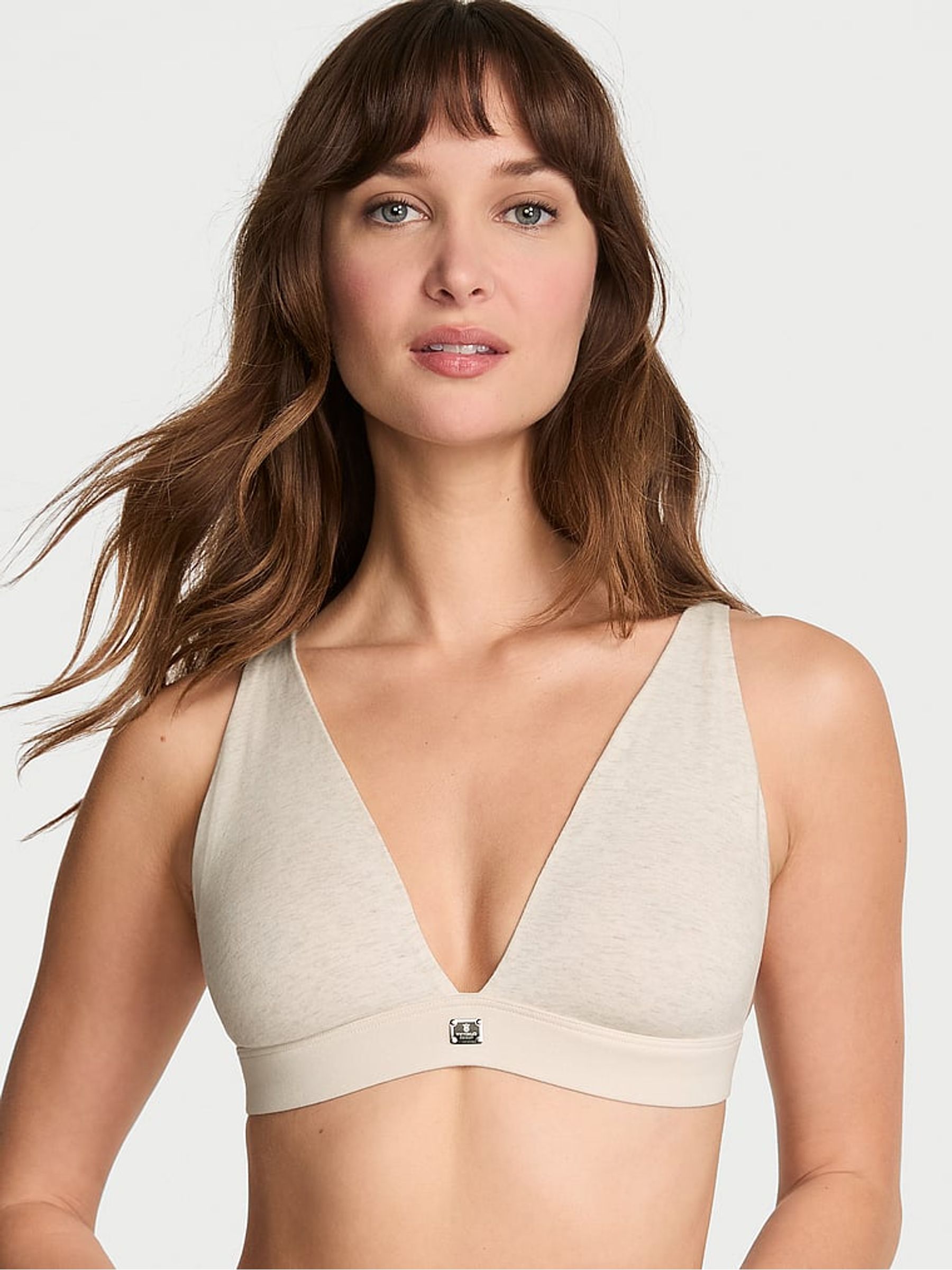 Nude Heather Cotton Logo Bralette