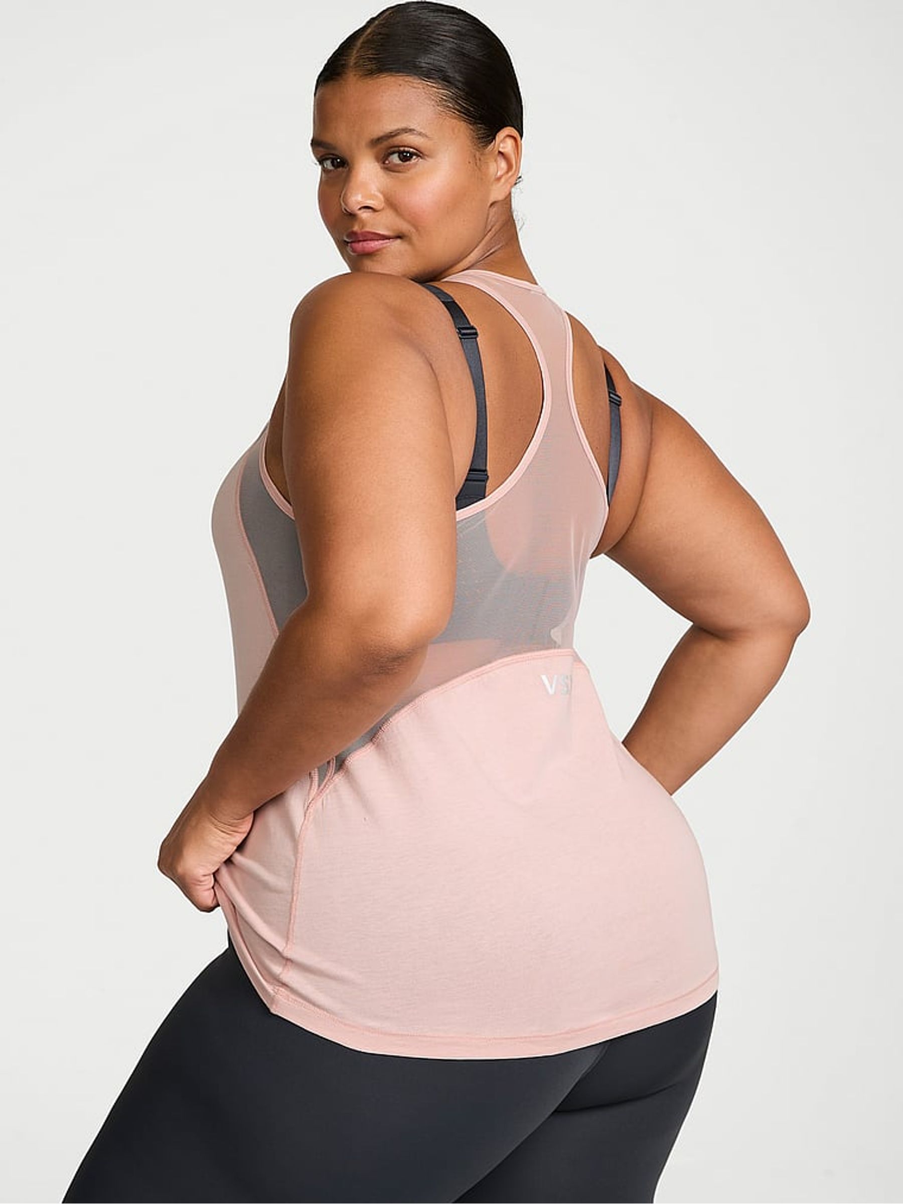 Bare Pink Racerback Mesh Tank Top