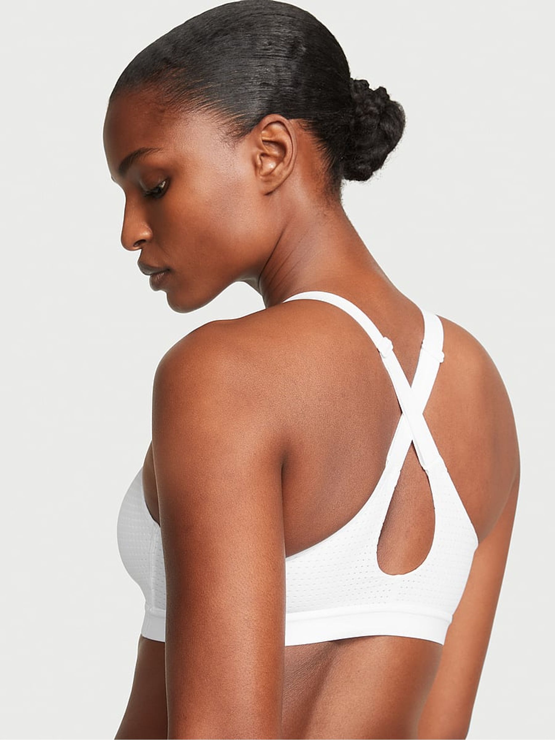 White Lightweight Mesh Medium Support Sports Bra