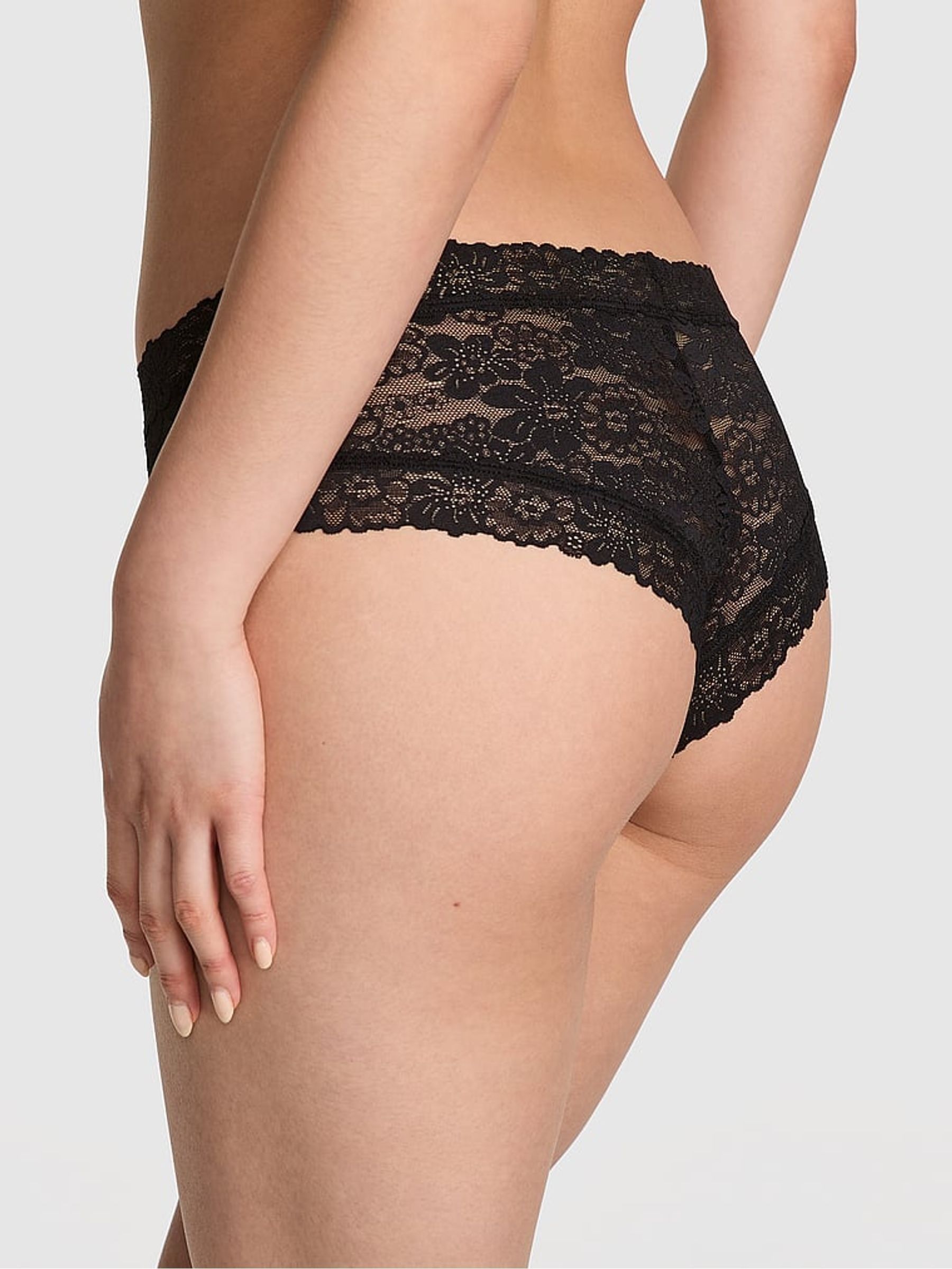 Black Cheeky Floral Lace Knickers