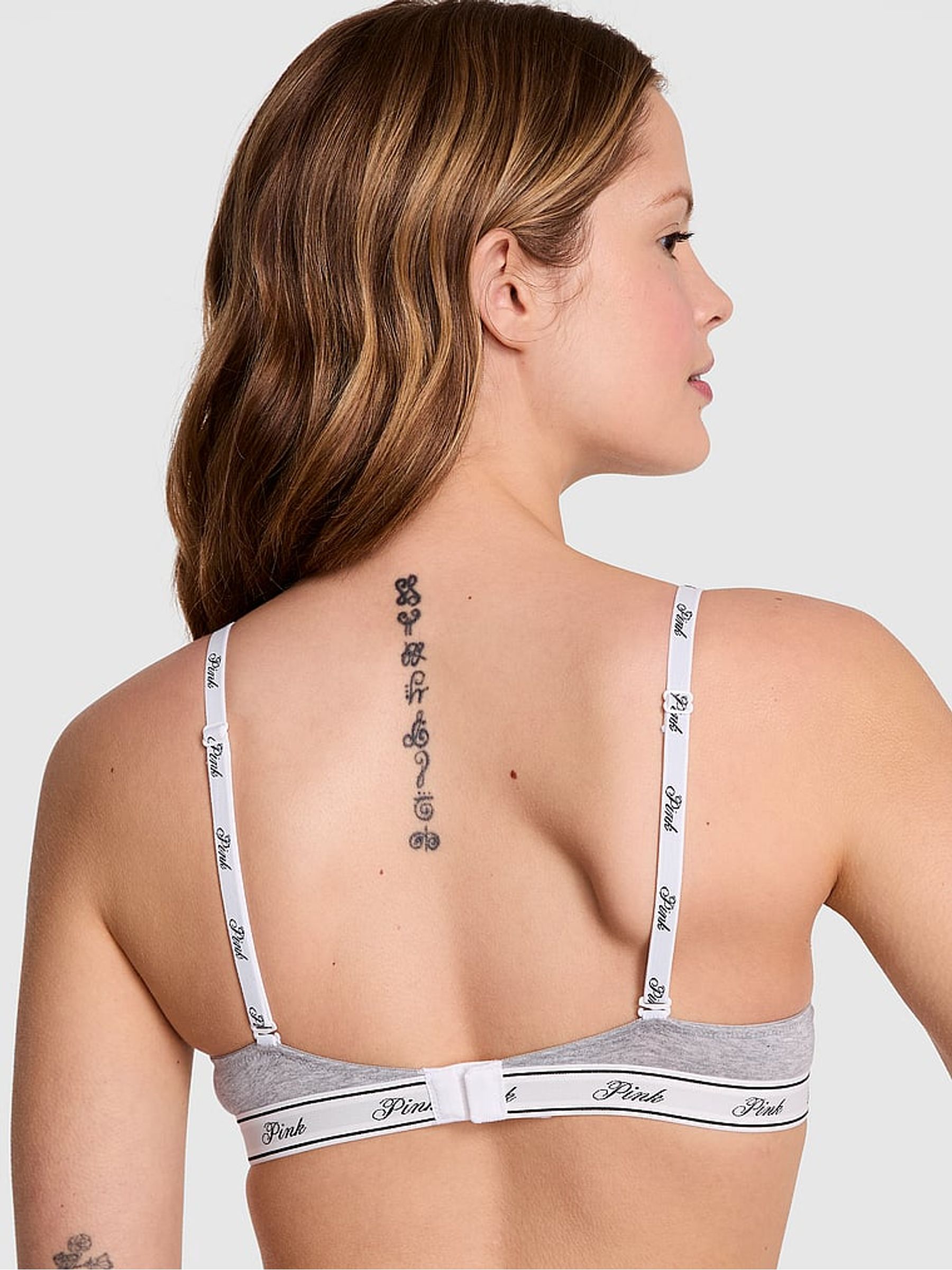 Grey Heather Super Push Up Cotton Logo Bra