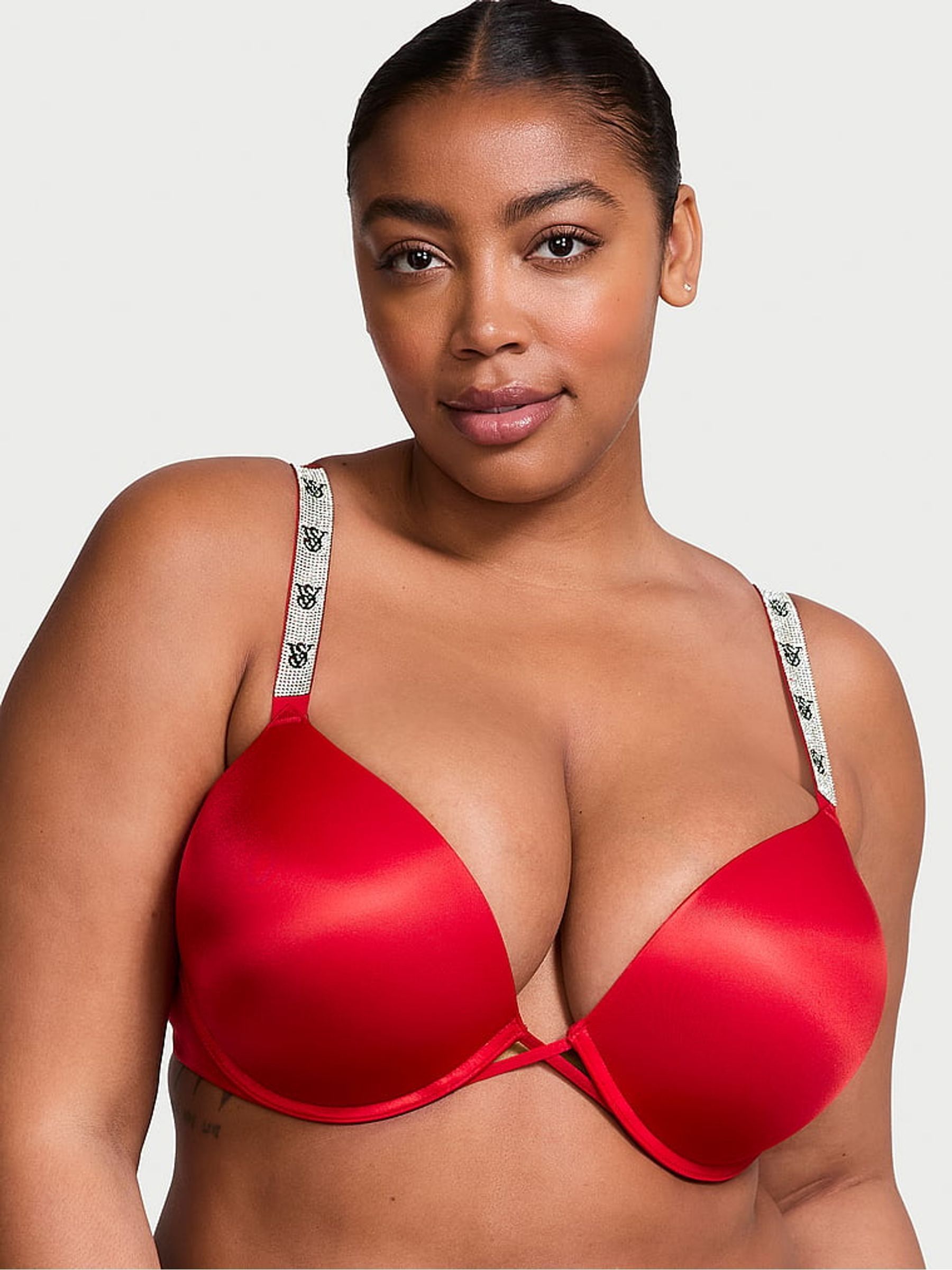 Lipstick Red Bombshell Add 2 Cups Push Up Shine Strap Bra