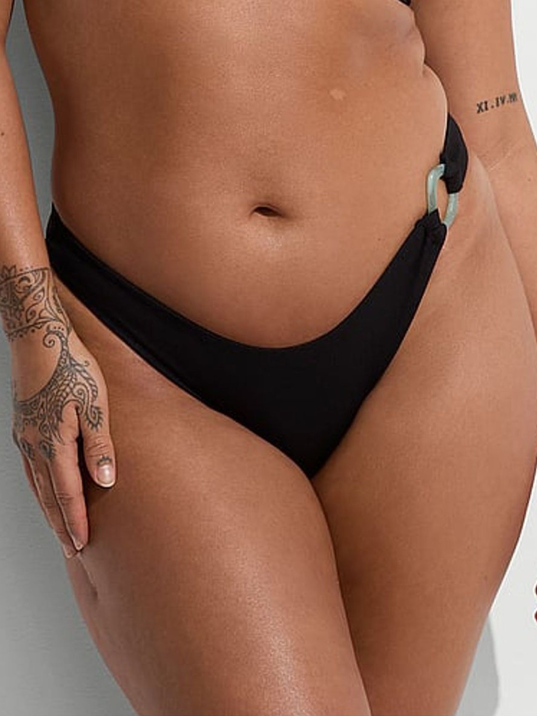 Black Brazilian Beaded Bikini Bottoms