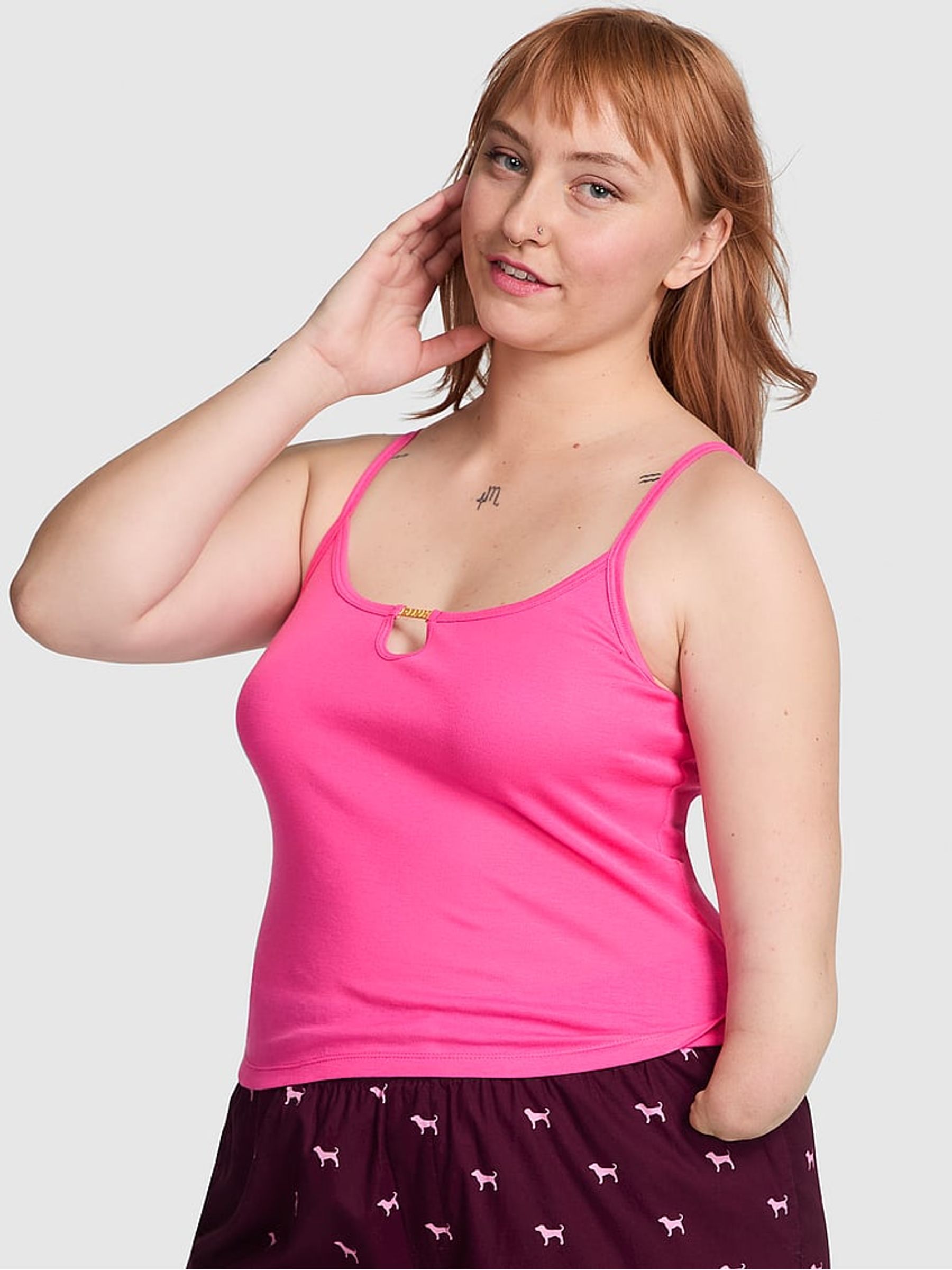 Rose Pink Charm Keyhole Cami Top