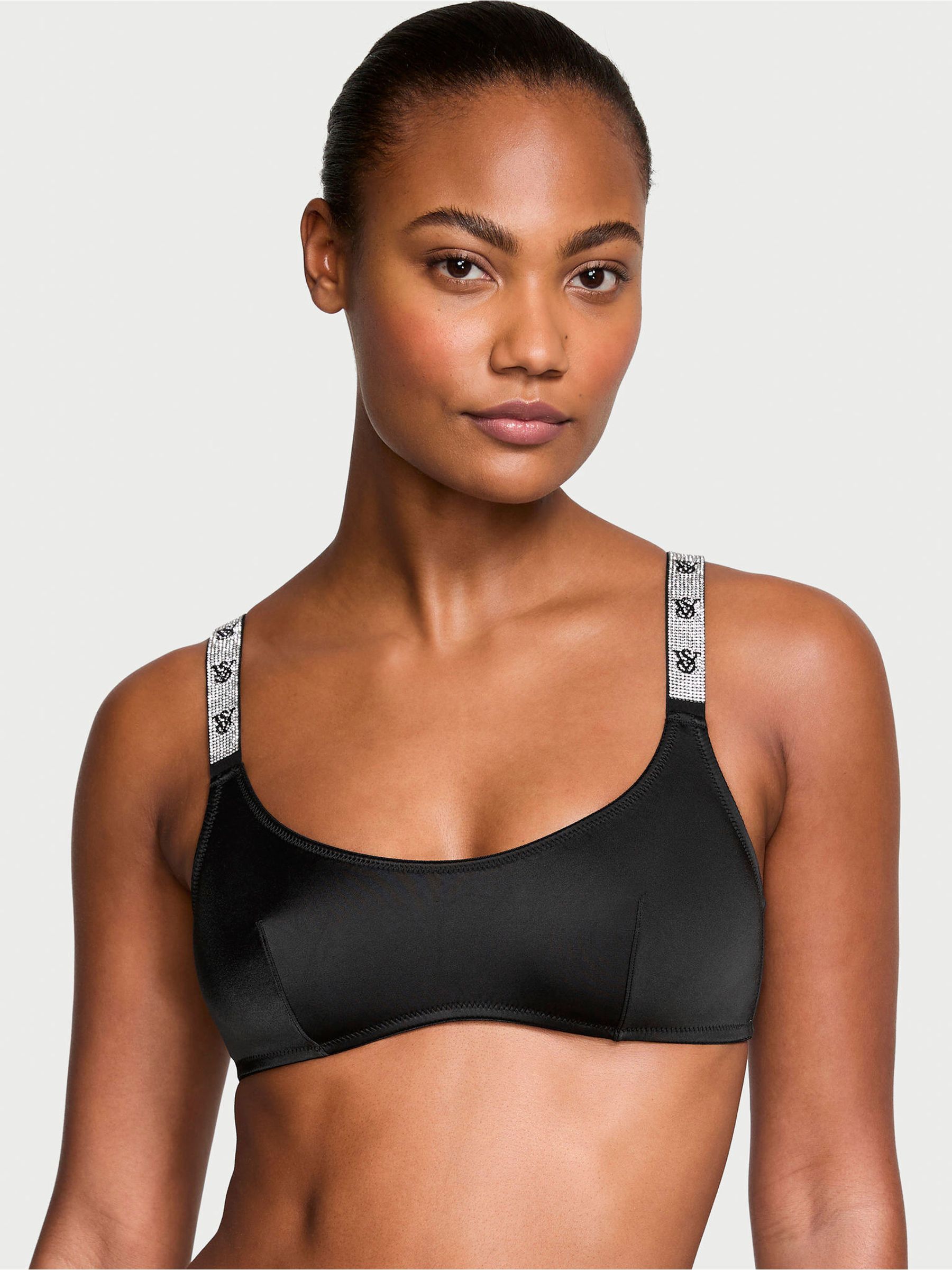 Black Monogram Shine Strap Bralette