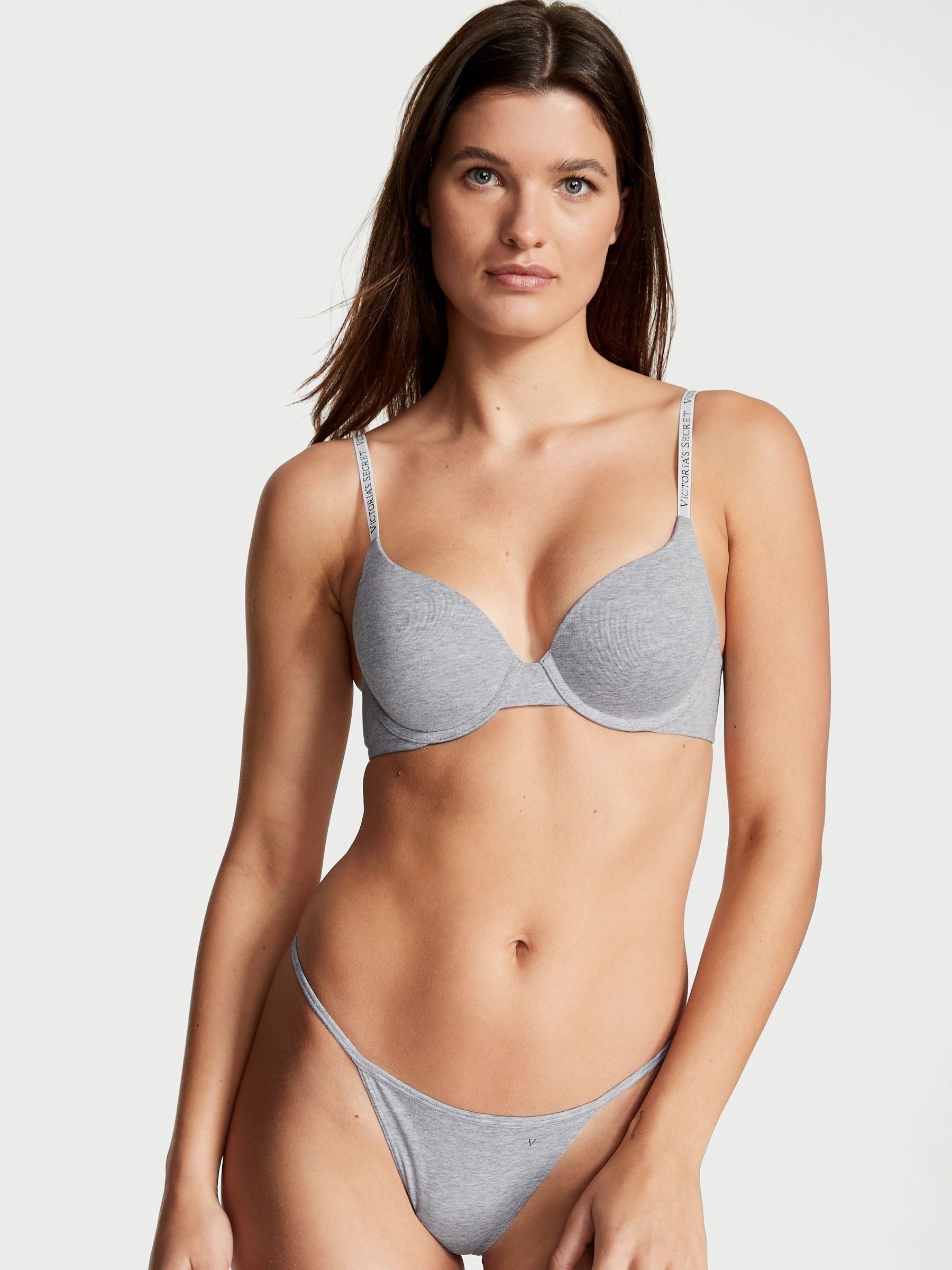 Grey Strap Full Cup Push Up Bra