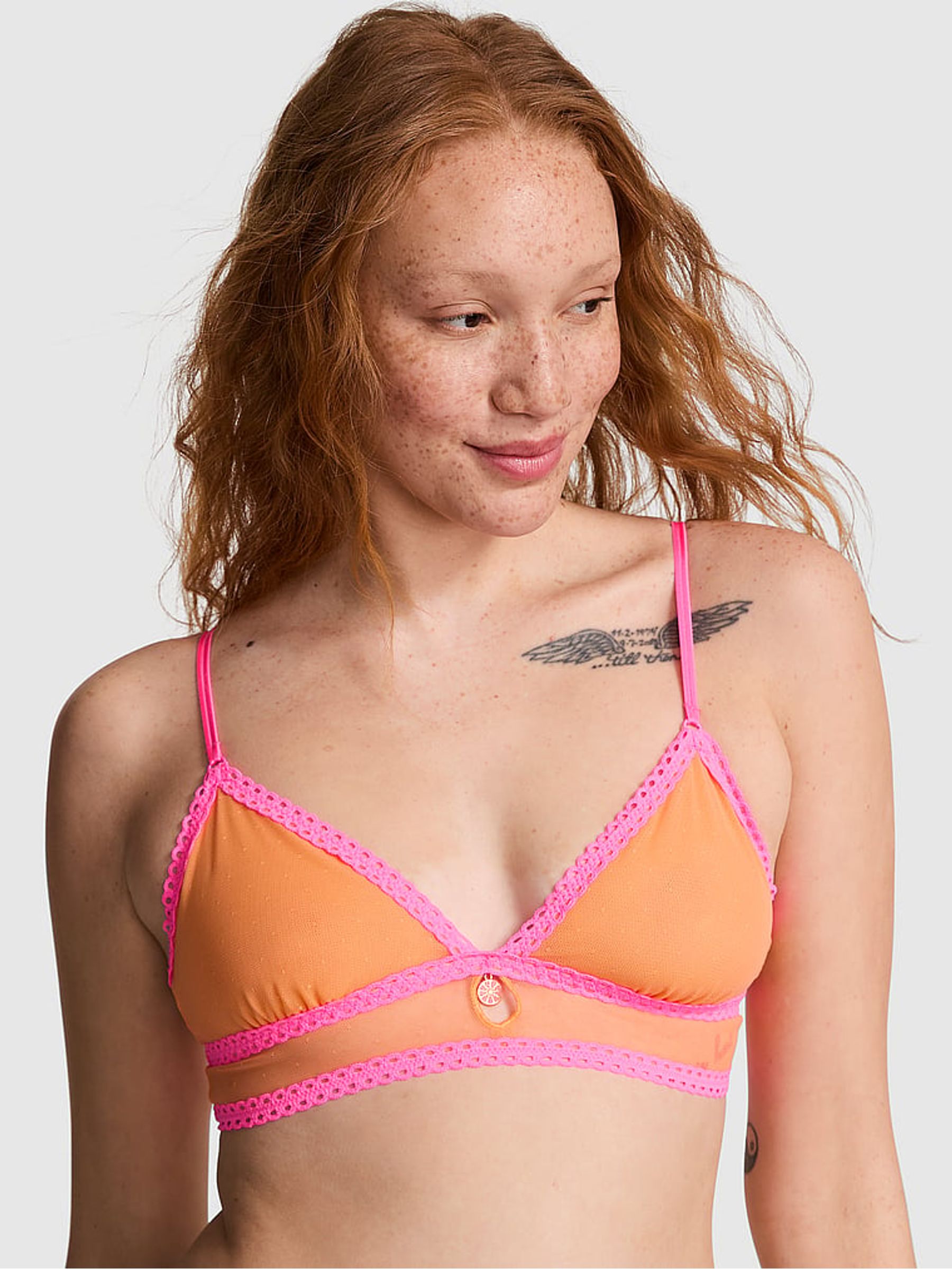 Vitamin C Orange Triangle Lace Bralette