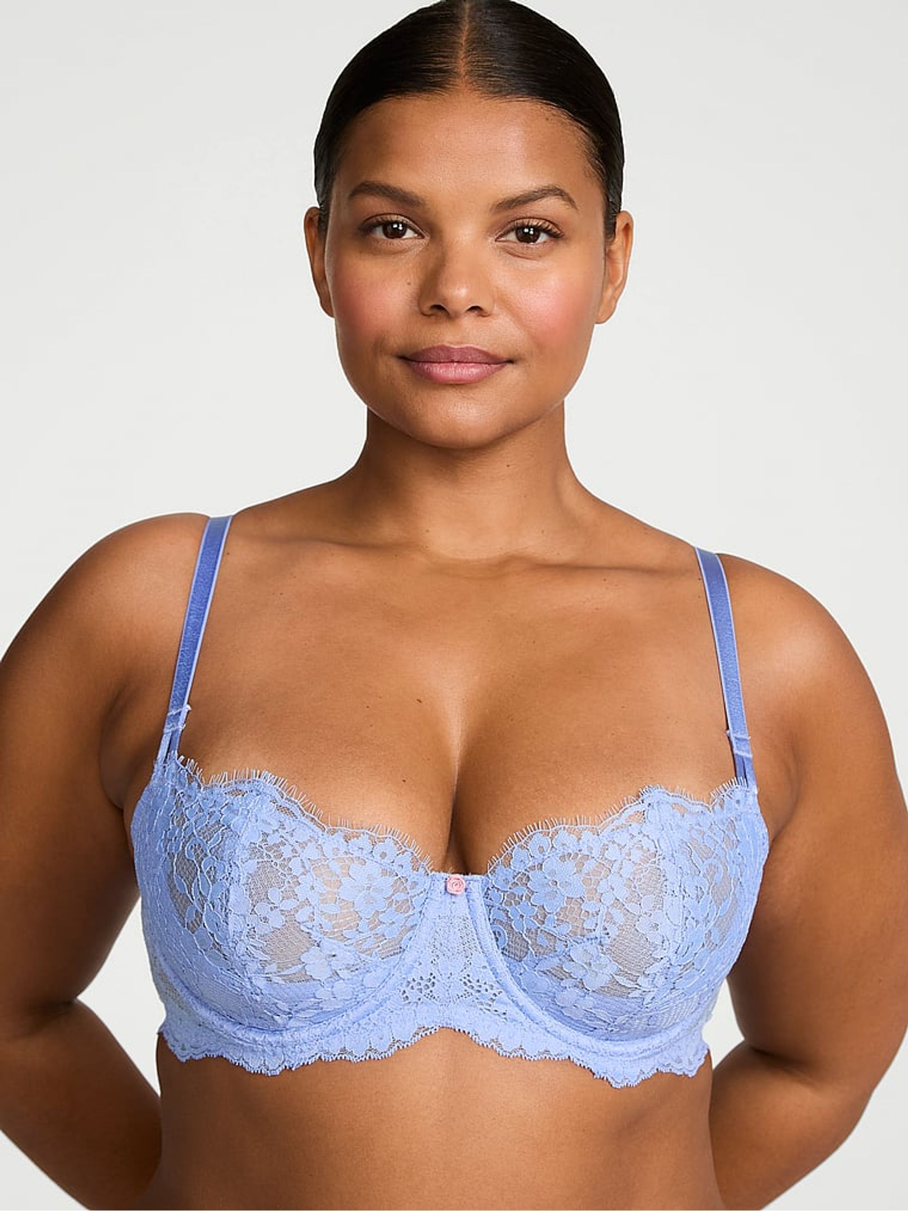 Blue Cameo Unlined Balcony Lace Bra