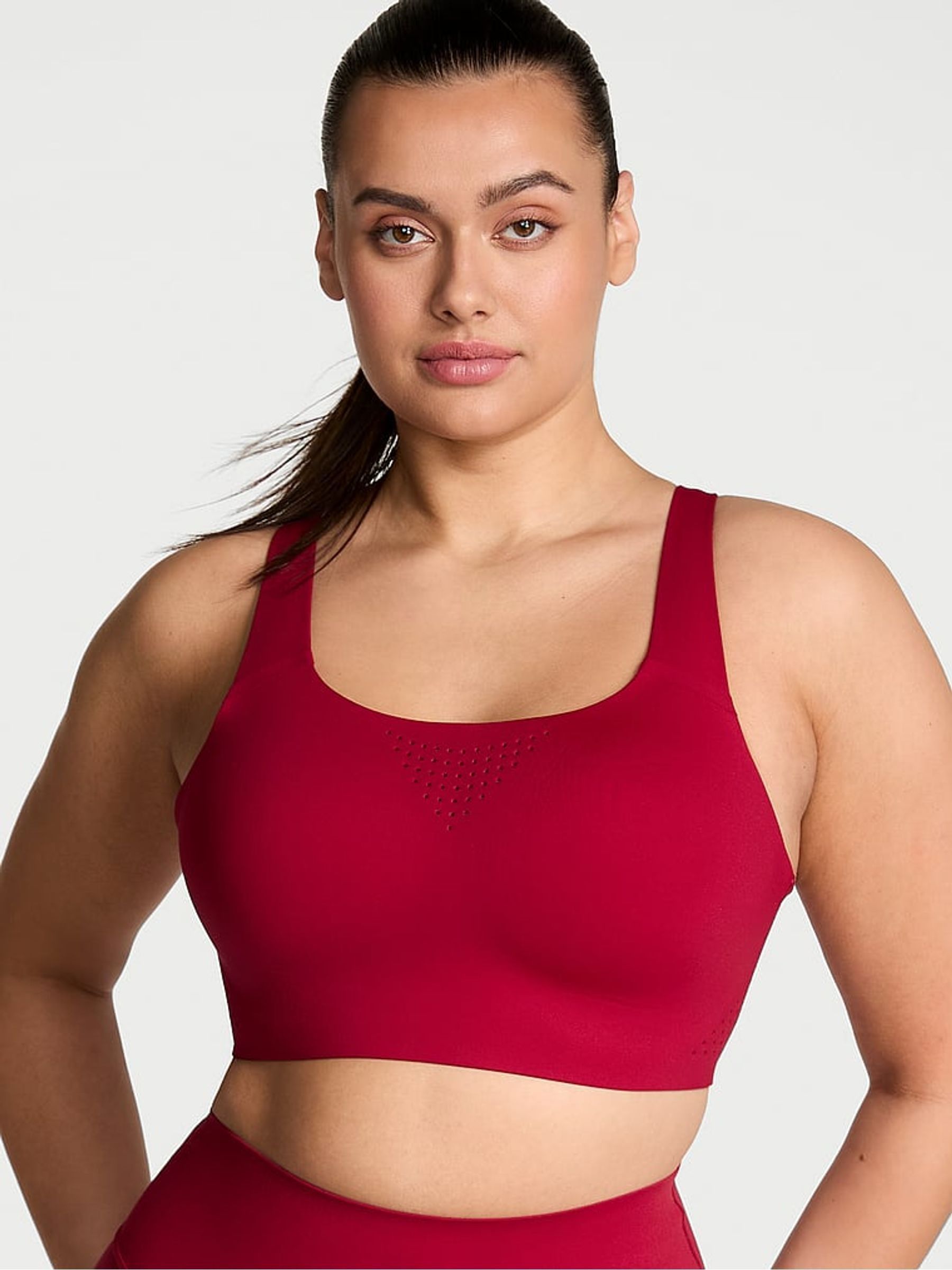 Red Lacquer Back Close Featherweight Max High Support Sports Bra