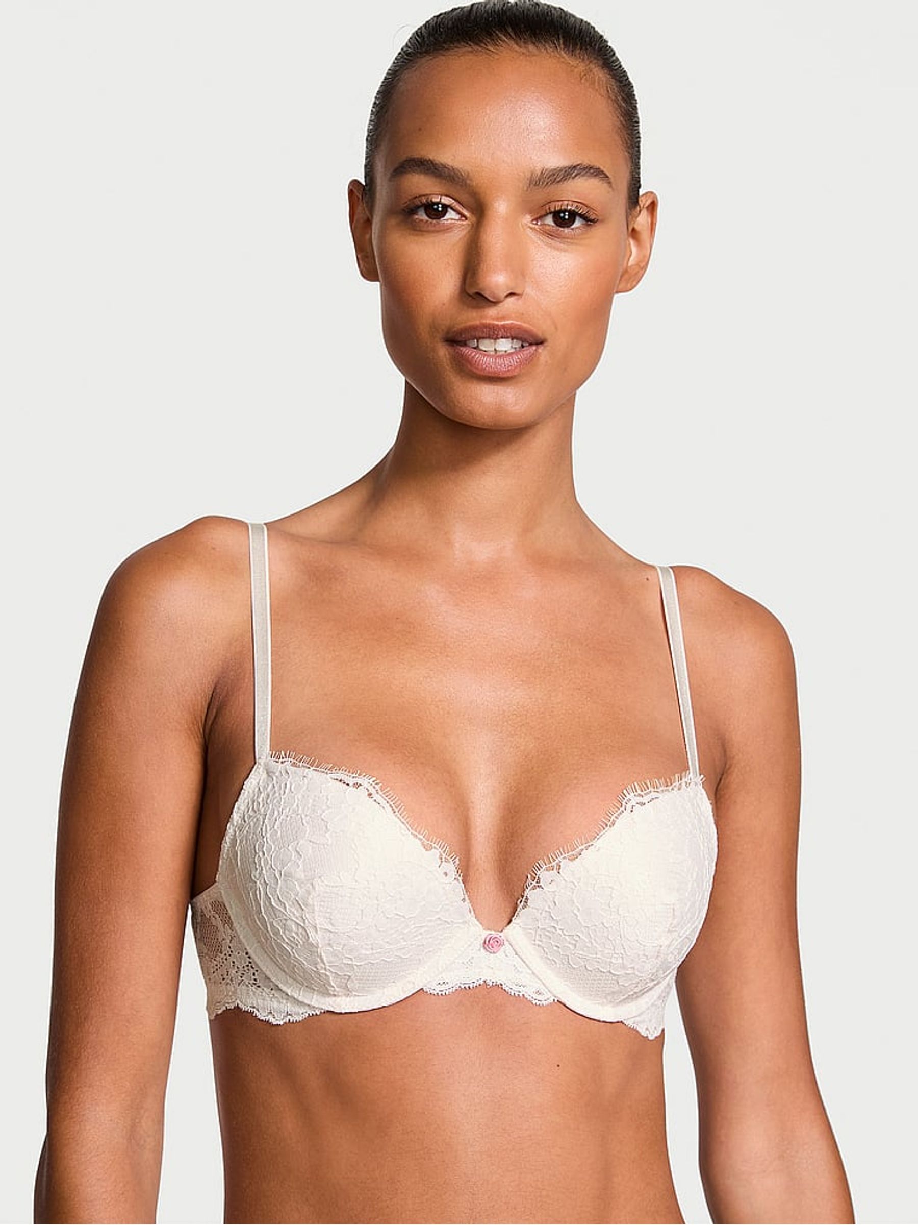 Coconut White Push Up Lace Bra
