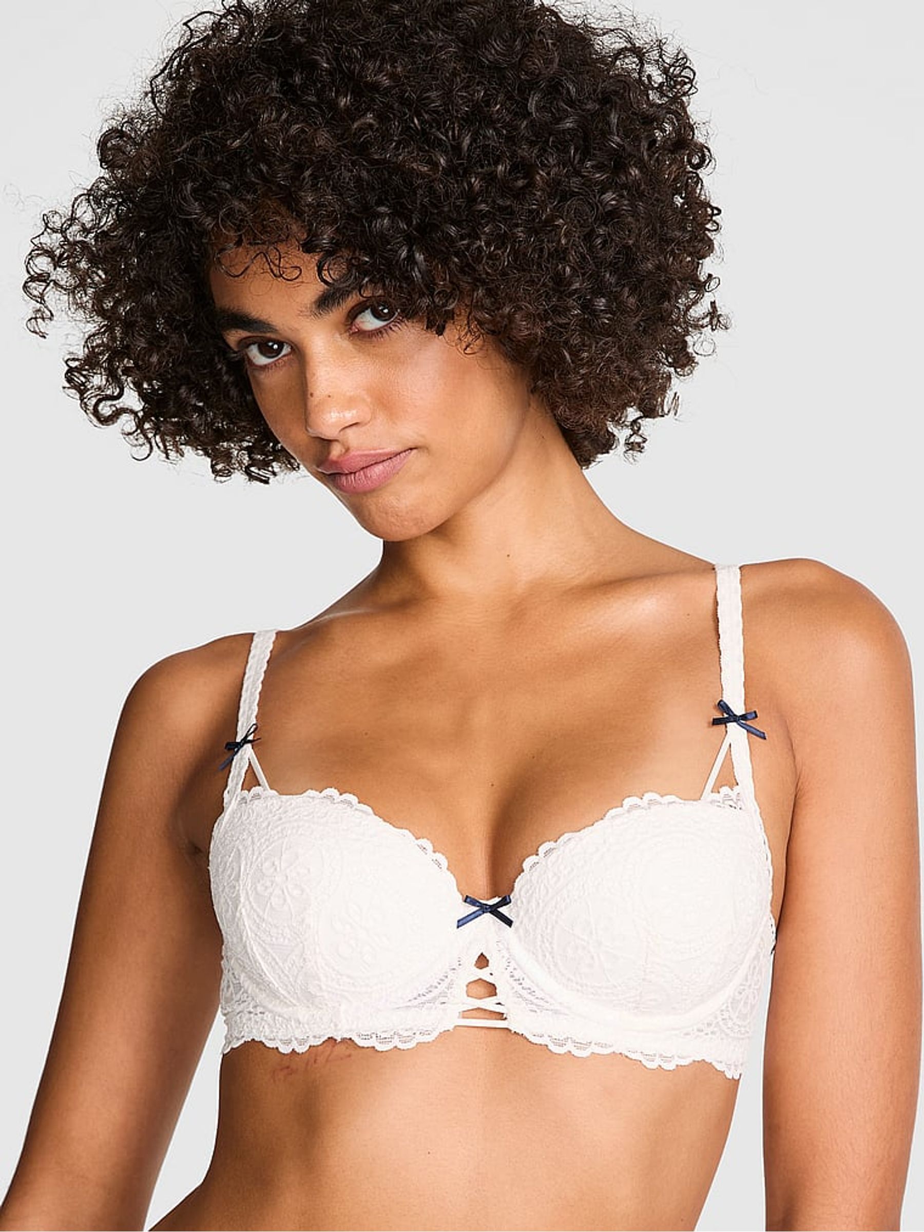 Coconut White Lightly Lined Balcony Eyelet Lace Bra