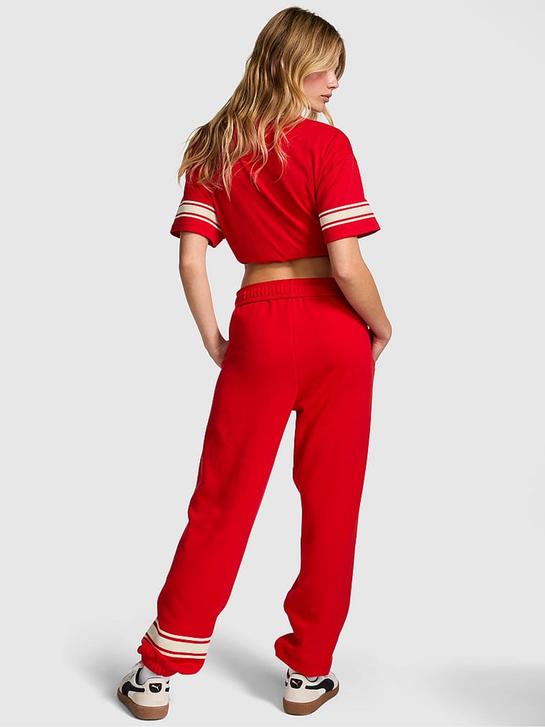 Vermillion Red Cuffed Fleece Joggers